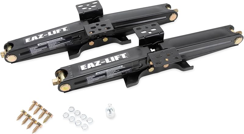 Camco EAZ-Lift Gatos de tijera estabilizadores RV de 24 pulgadas, cuenta con una capacidad de carga de 5,000 lb - Construcción de acero resistente - Juego de 2 (48820)