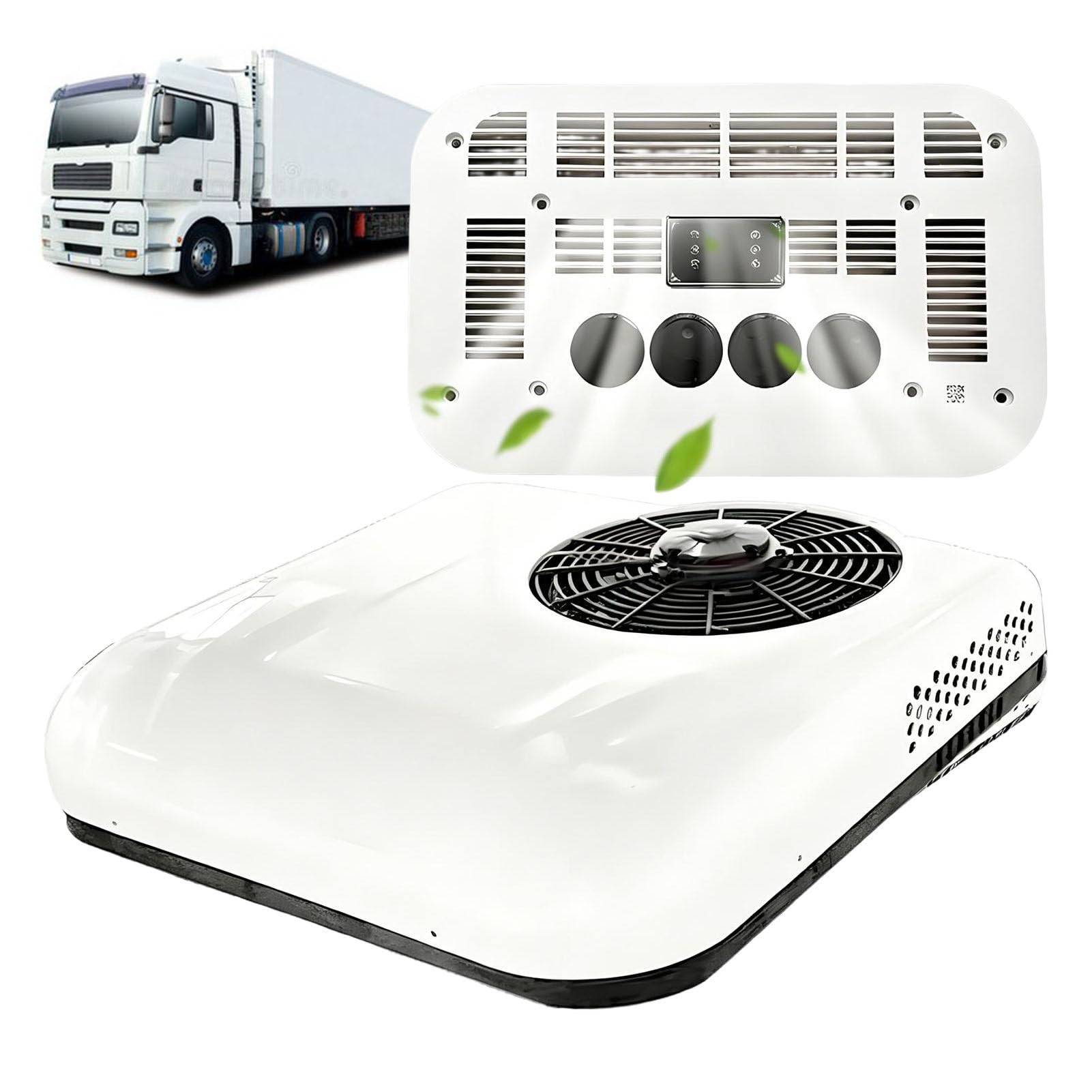 ROGHA Air Conditioner, rv air conditioner Thin Electric Quiet A/C unit ，Parking Air Conditioning for RV Motorhome Camper Van Truck Boat Fast Cooling Scroll Compressor White-12V