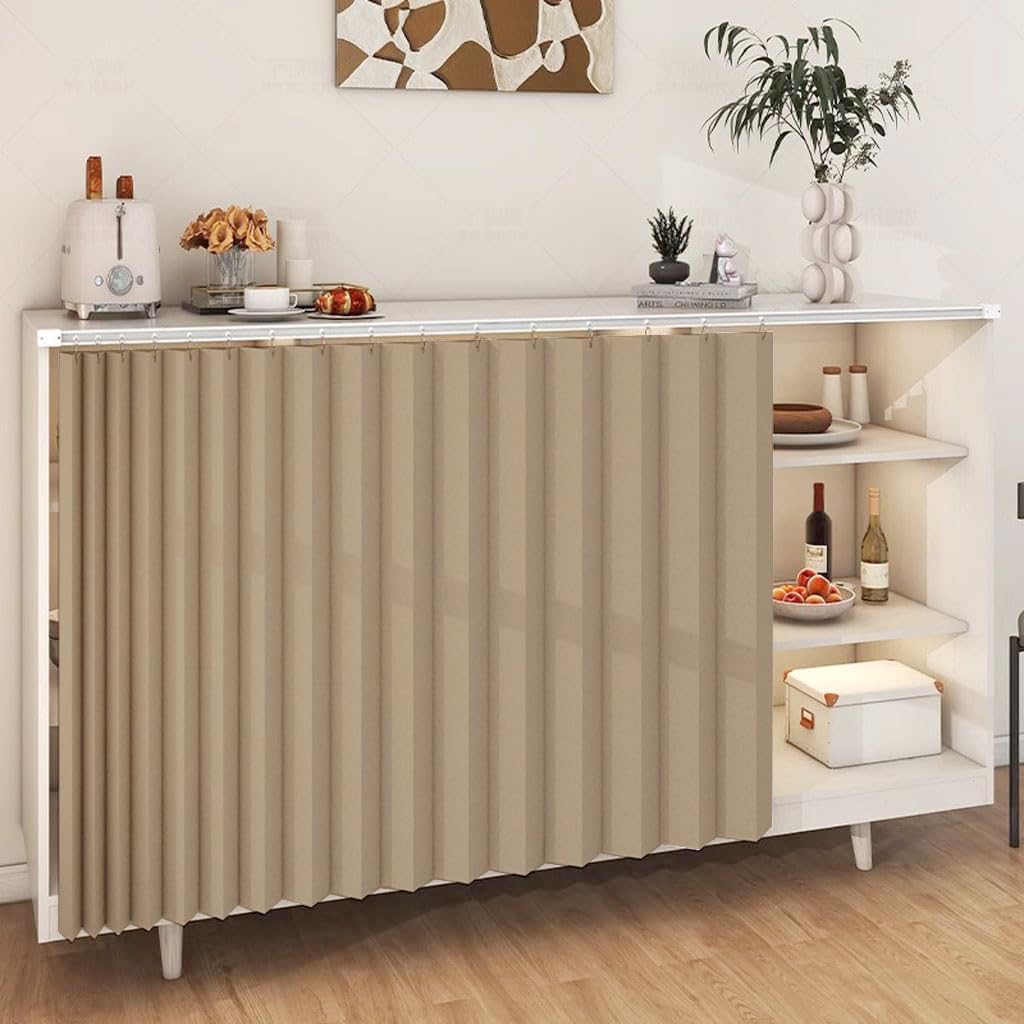 DSSHENGDS Customized multi-functional slide curtain, suitable for doorless cabinets, washing machines and wardrobes-Brown- W120cmxH130cm — image 1