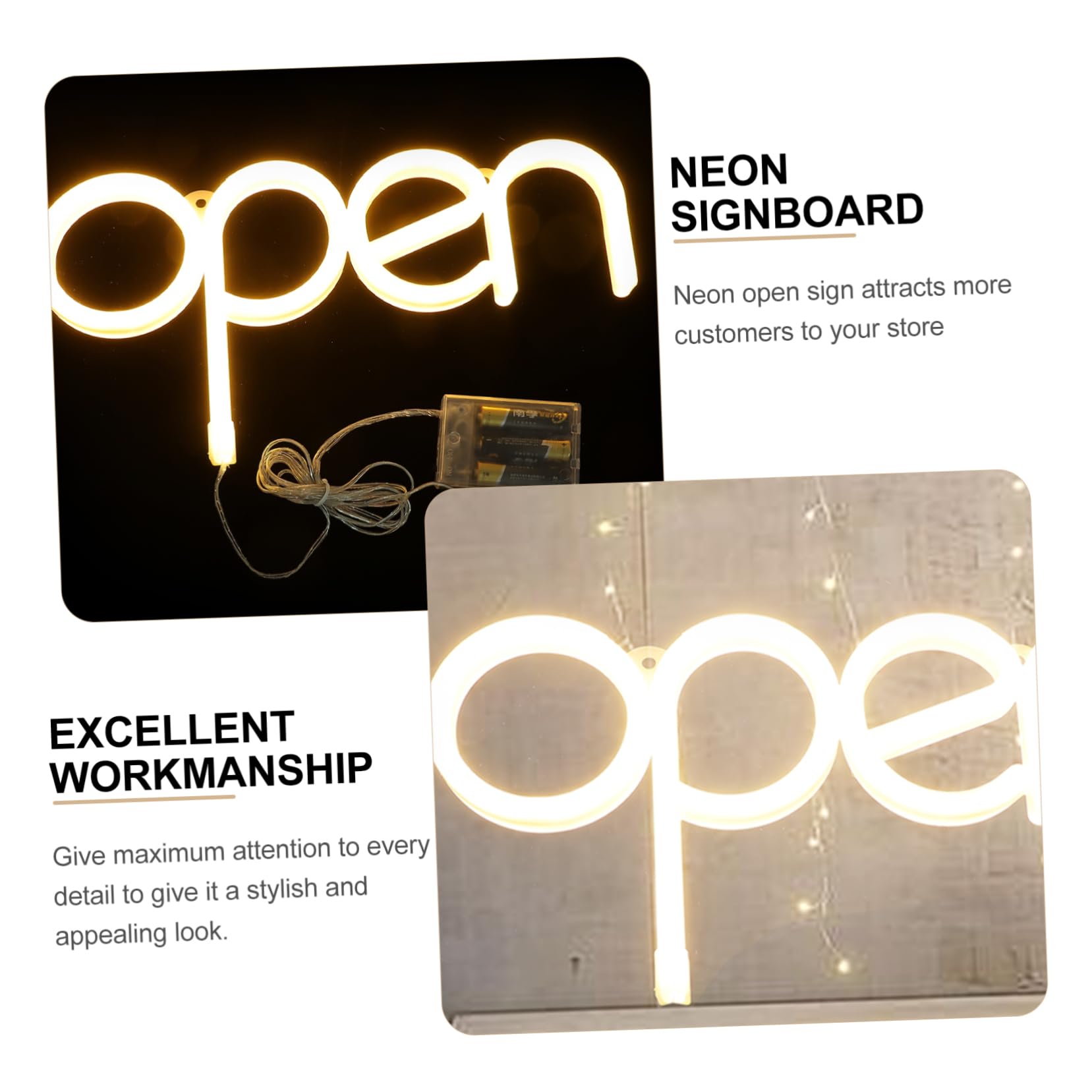 VALICLUD Letrero Led De Neón Abierto, Luz Cálida, Tamaño Mediano, Decoración De Pared Para Bares, Fiestas y Dormitorios, Lámpara Ambiental De Neón,