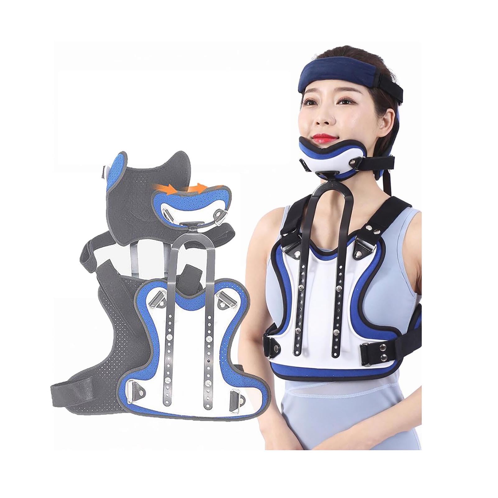 MRKU Neck Chest Orthosis,Thickening/Strengthening Lumbar Spine Orthosis,Adjustable Cervical and Chest Fixation Bracket