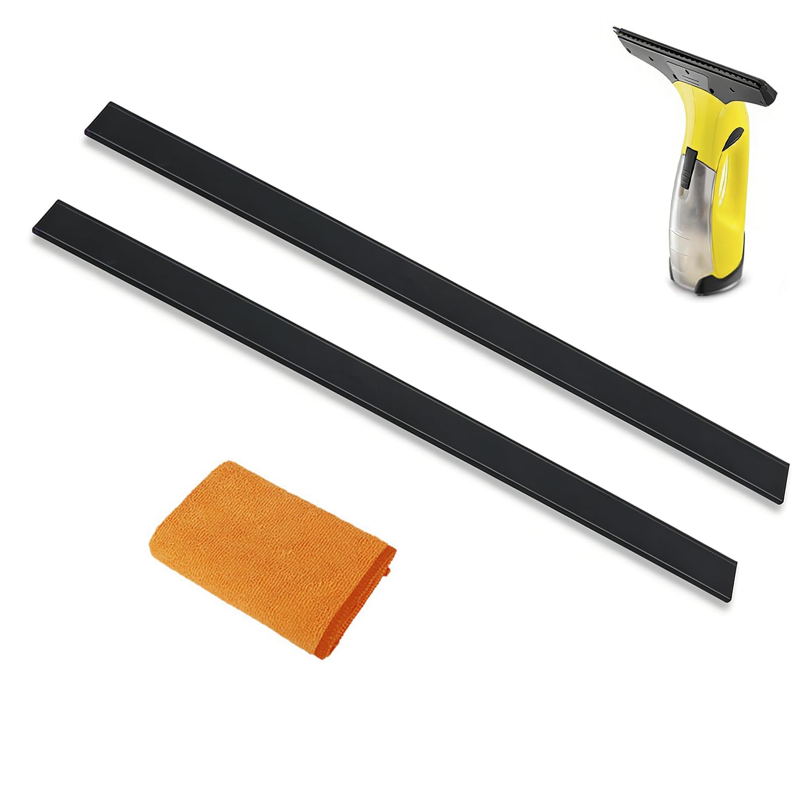 Soomuct Black 3Pcs Window Vacuum Spare Rubber Lips, Window Vacuum Accessories, With Cloth, Replacement Rubber Lips, Compatible With Karcher Wv1, Wv2, Wv5, Wv50, Wv60, And Wv75 (280Mm).