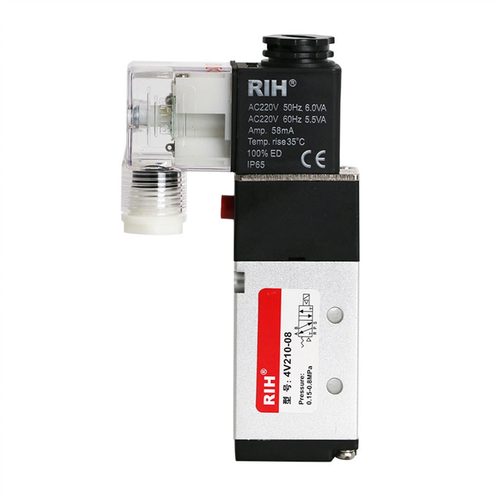 Electroválvula neumática de Cinco vías y Dos Posiciones 24/220 V 4V210-08(4V310-10 * 24V)