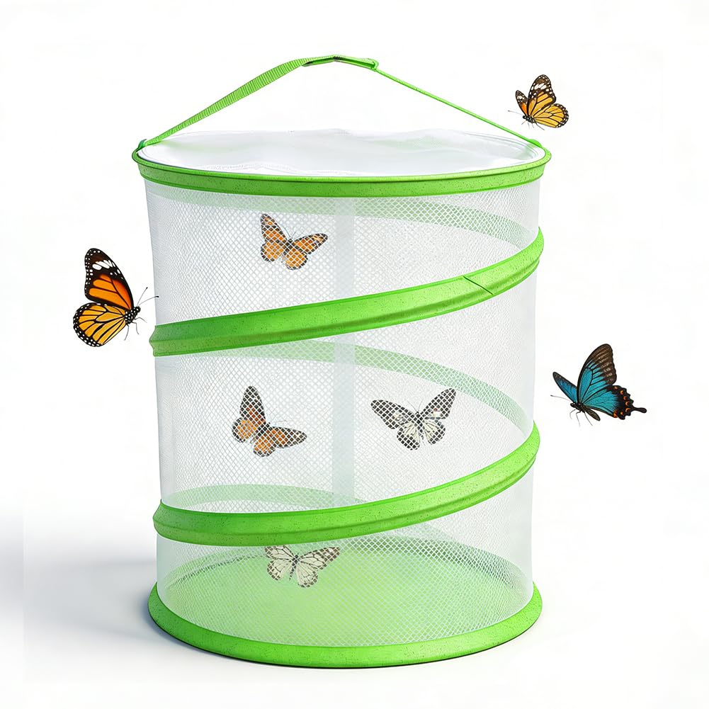 RANJIMA Insekten-und Schmetterlingslebensraum Käfig, Pop-up-Design Zusammenklappbar Insekten-Netzkäfig Schmetterlings Lebensraumkäfige Netzkäfig Terrarium für Outdoor Aktivitäten Schmetterling Habitat