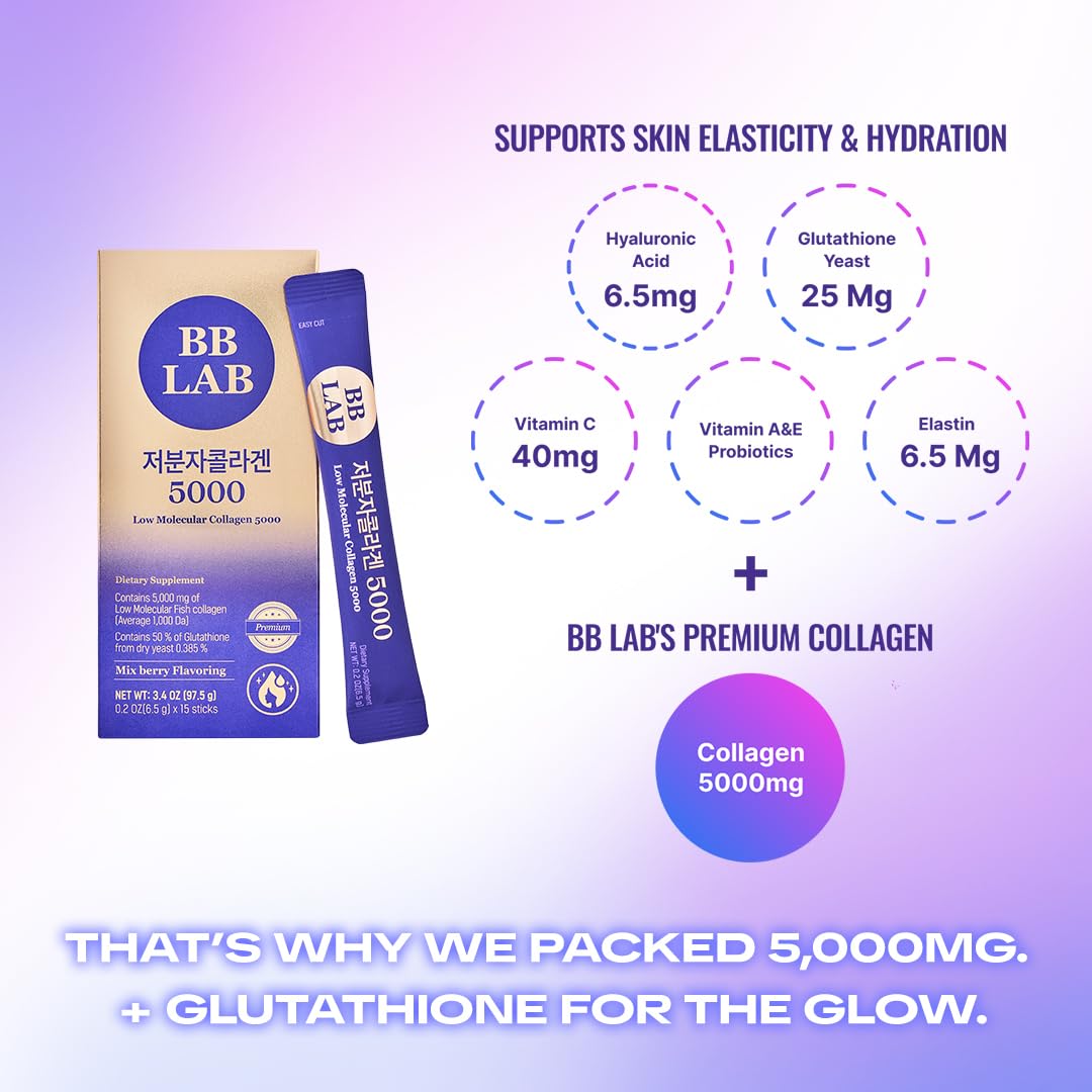 BB LAB Low Molecular Collagen 5000, 6.5g x 15 Sticks (3.44 oz) — Amazon image 5