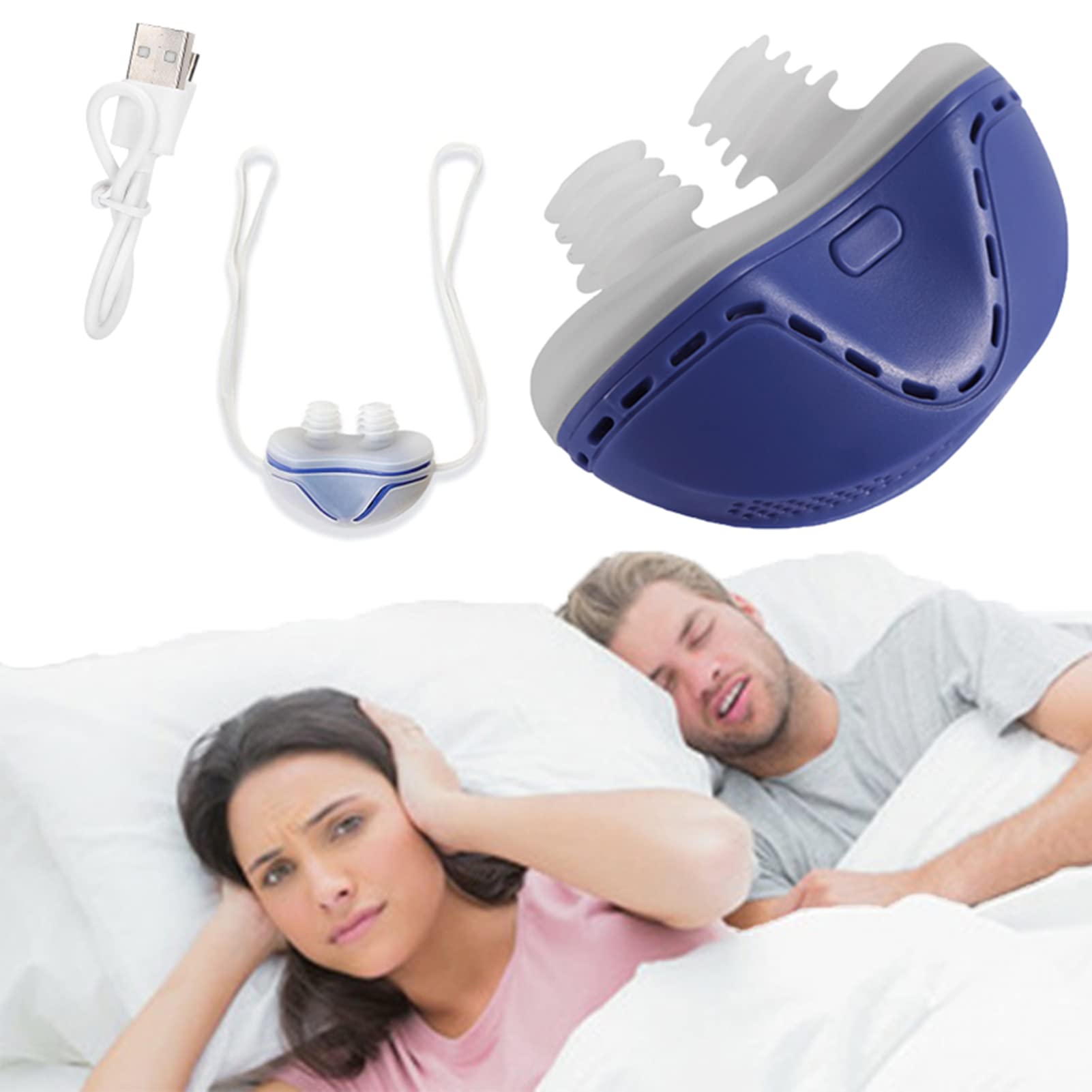DFANCEAnti Snoring Devices,Mini CPAP Silicone Anti Snoring Electronic Device,Snore Stopper for Sleeping Aid,Snoring Solution Devices for Men/Women Comfortable Sleep,Blue