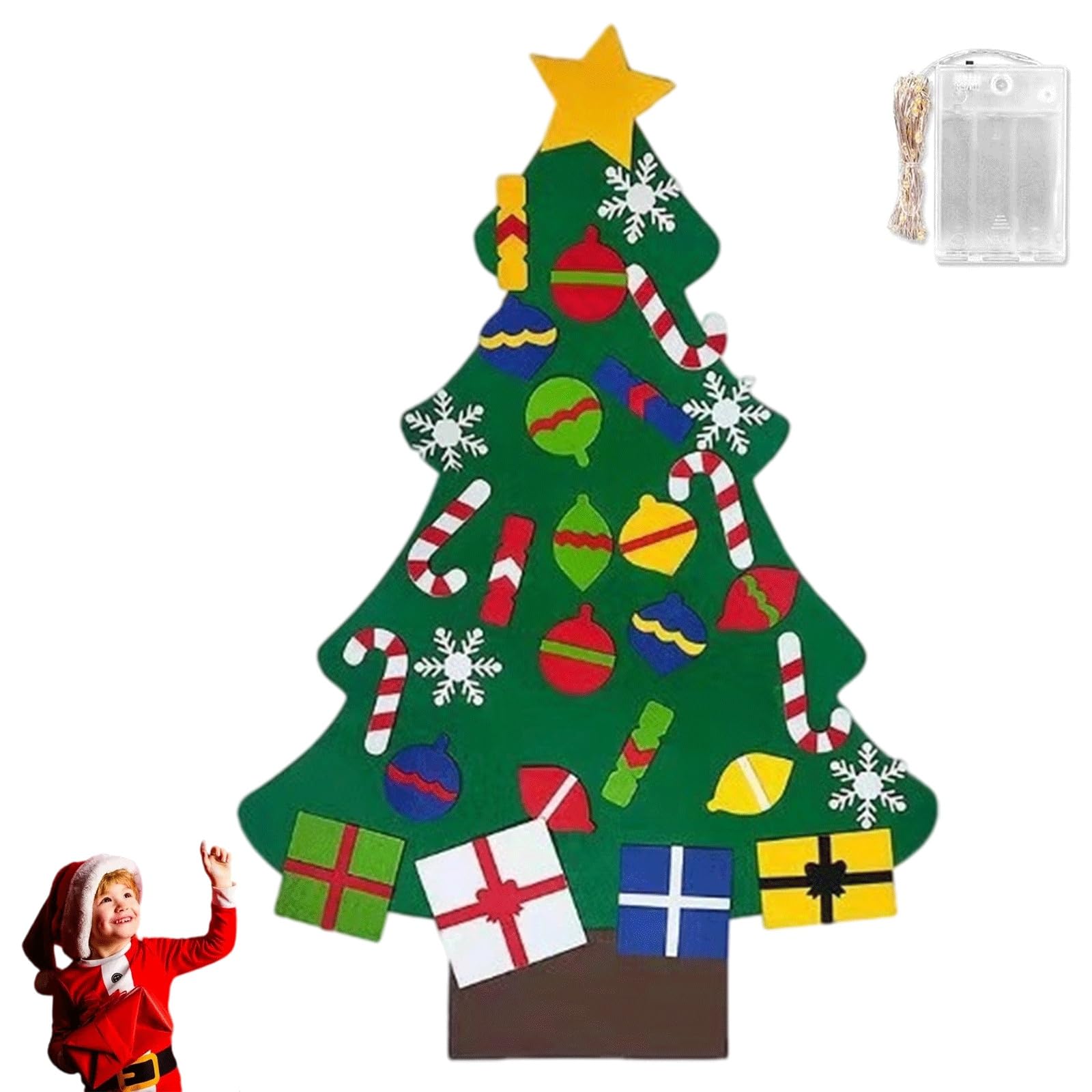 2027 New Montessori Felt Christmas Tree for Toddlers with Lights，D