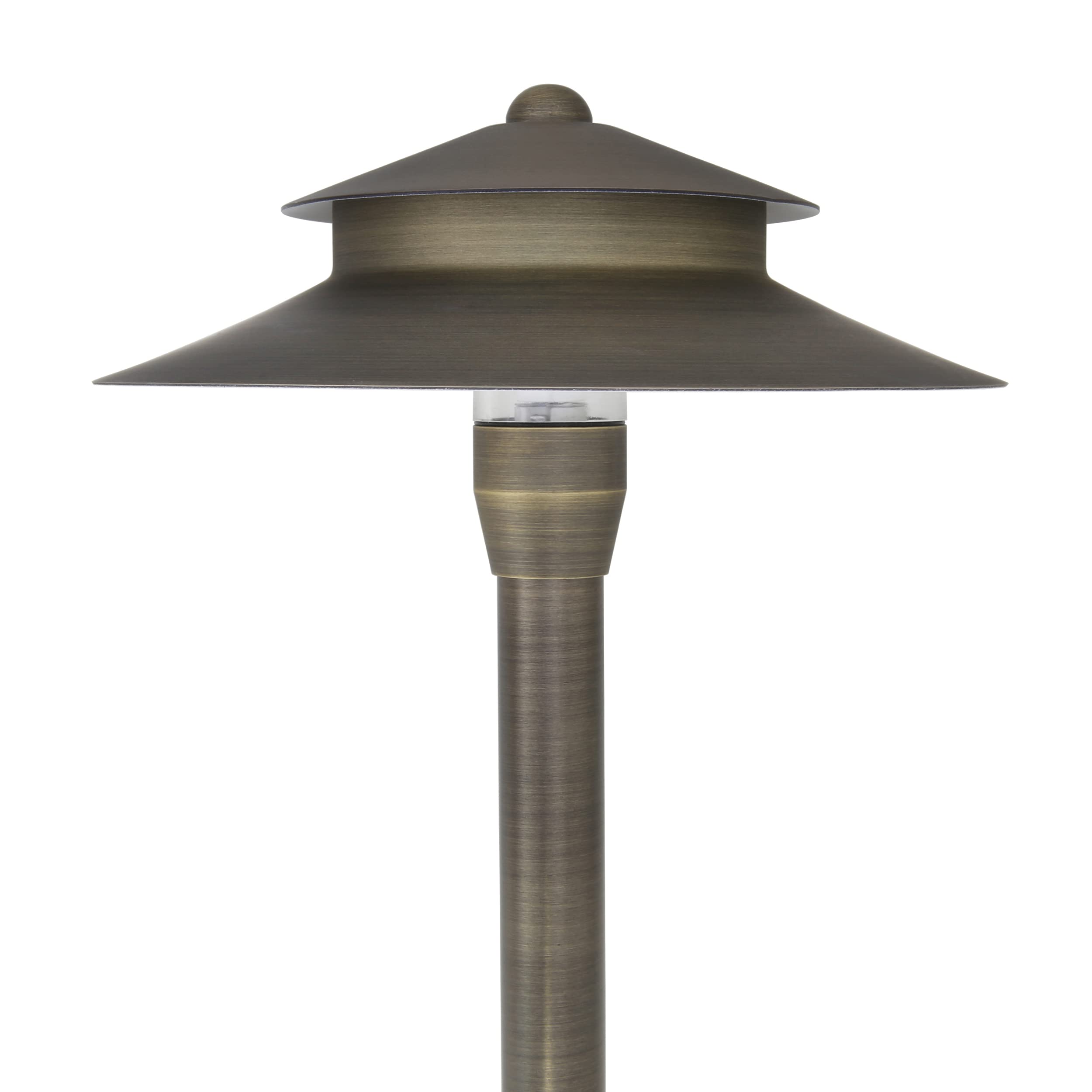 LightkiwiV4768 Brass Path Lights (18" Tall) with hat for 12Volts Garden Landscape Lighting, Driveway, Walkway - (G4 Bulb Not Included)