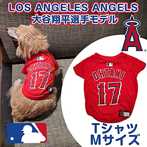 Image of MLBPA SHOHEI OHTANI #17 TEE Shirt for Dogs & Cats. MLB Los Angeles Angels Dog T-Shirt, Medium | Sports Dress for Pets | Licensed Sporty Dog Shirt.