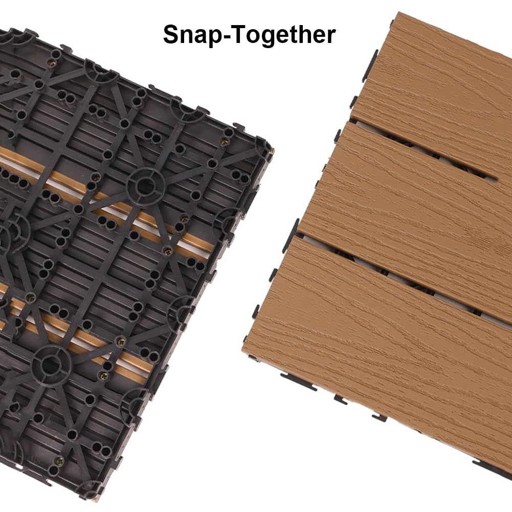 Baldosas for terrazas entrelazadas de compuesto plástico y madera