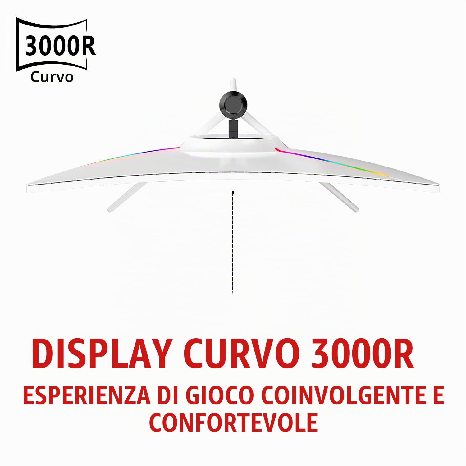 Itek monitor GGC - 38.5" Curvo 2560x1440 WQHD, Pannello VA da 165Hz, Risposta 4ms OD (1ms MPRT), Collegamenti 2xHDMI e 2xDP, HDR, Adaptive Sync