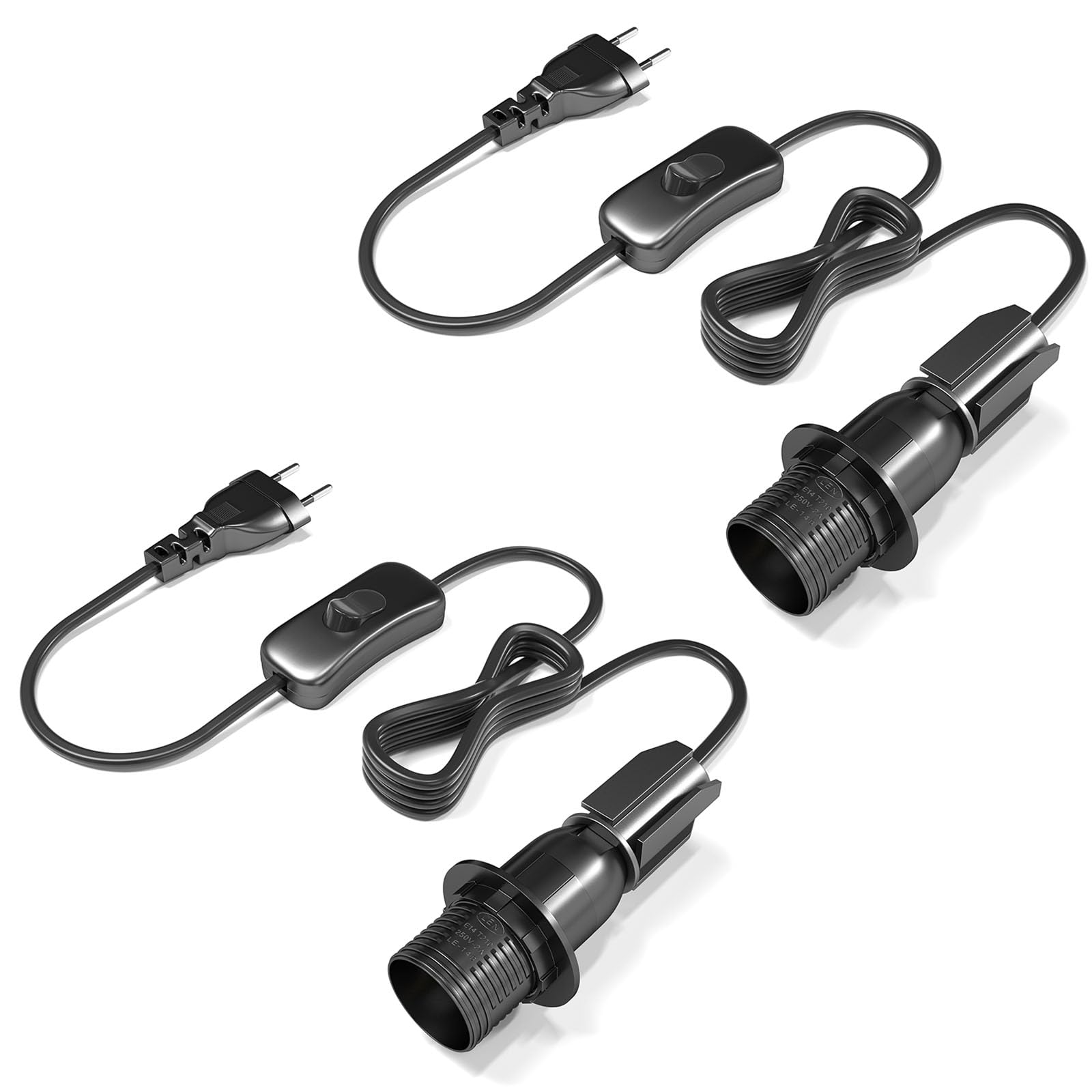 Adattatore per lampadine da bottiglia, attacco E14 con cavo e interruttore, adattatore da 240 cm per lampada da bottiglia, accessorio fai-da-te per lampada da tavolo, compatibile con paralume, per