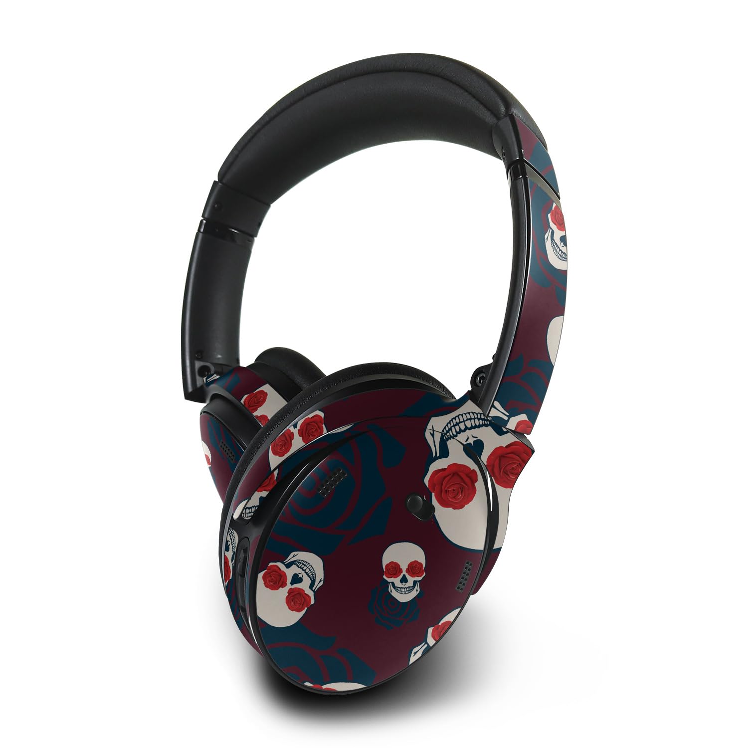 MightySkins Skin Compatible with Bose QuietComfort 45 Headphones - Skulls N Roses | Protective, Durable, and Unique Vinyl Decal wrap Cover | Easy to Apply, Remove, and Change Styles | Made in The USA