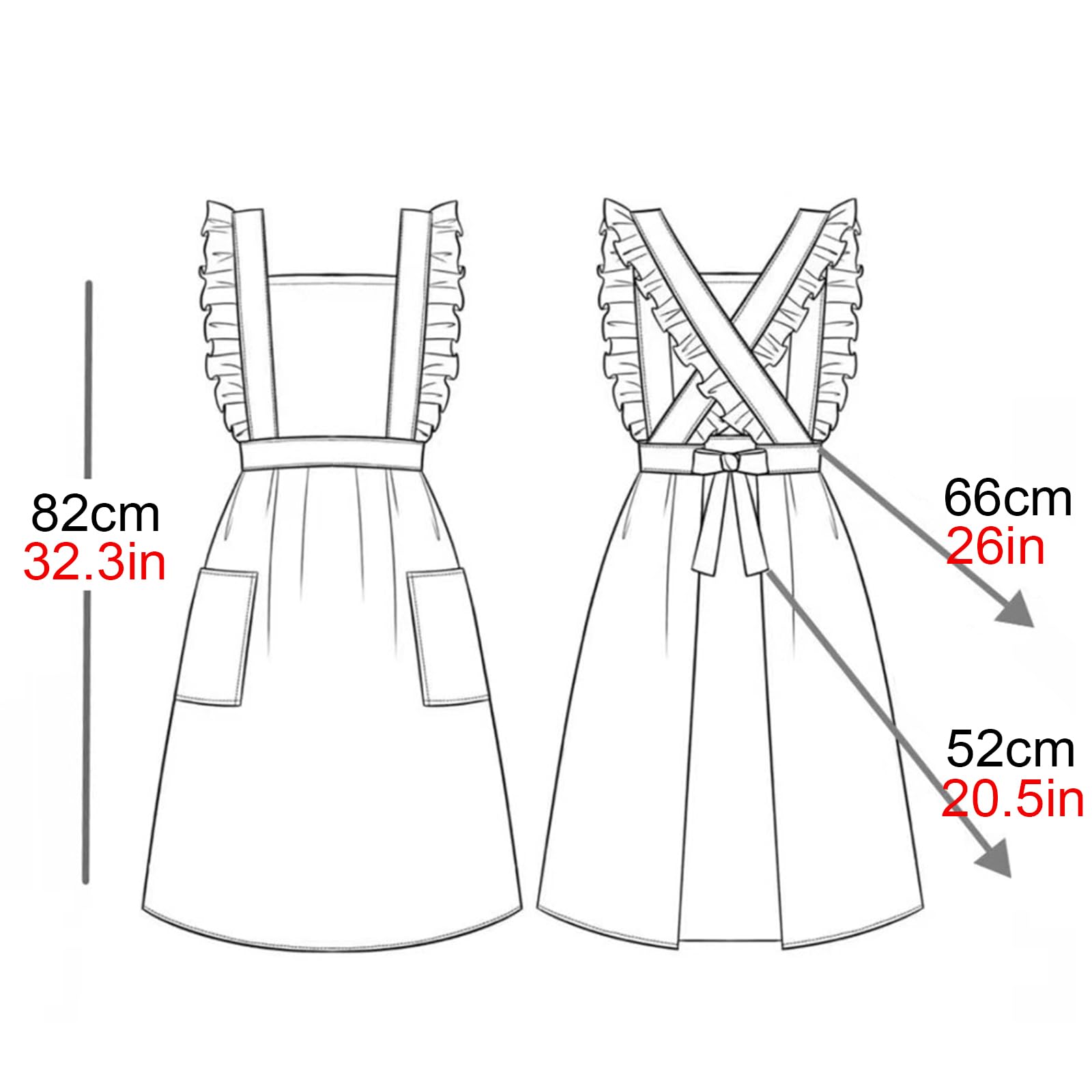 Grembiule da Donna Grembiule in Cotone con 2 Tasche Regolabile per Casa E Cucina, PuliziaPink,One Size
