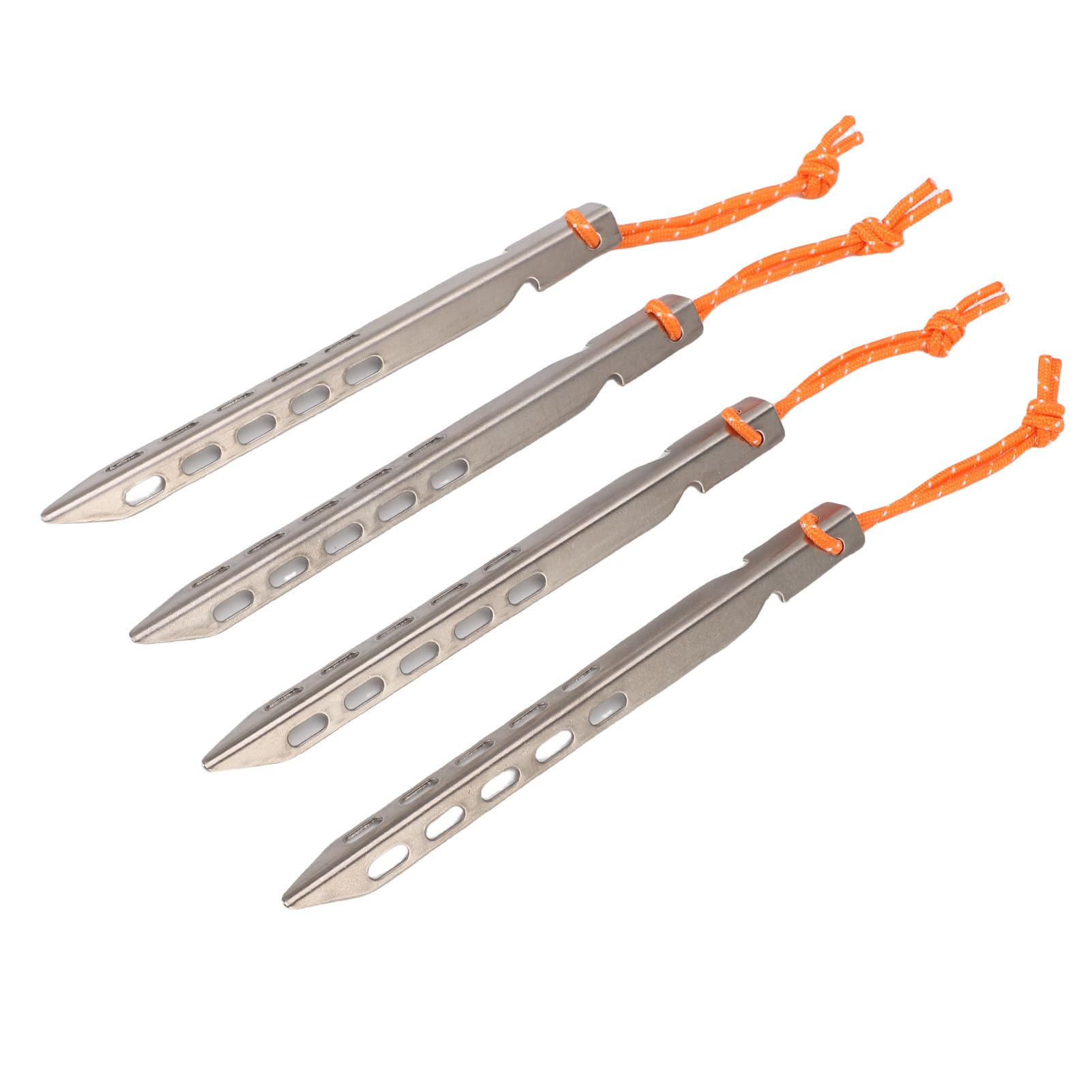 4 estacas para Tienda de campaña con Cuerda de aleación de Ti en Forma de V para Acampar al Aire, Playa, césped, Color Plateado, Ligero, Resistente al óxido, Alta Resistencia a
