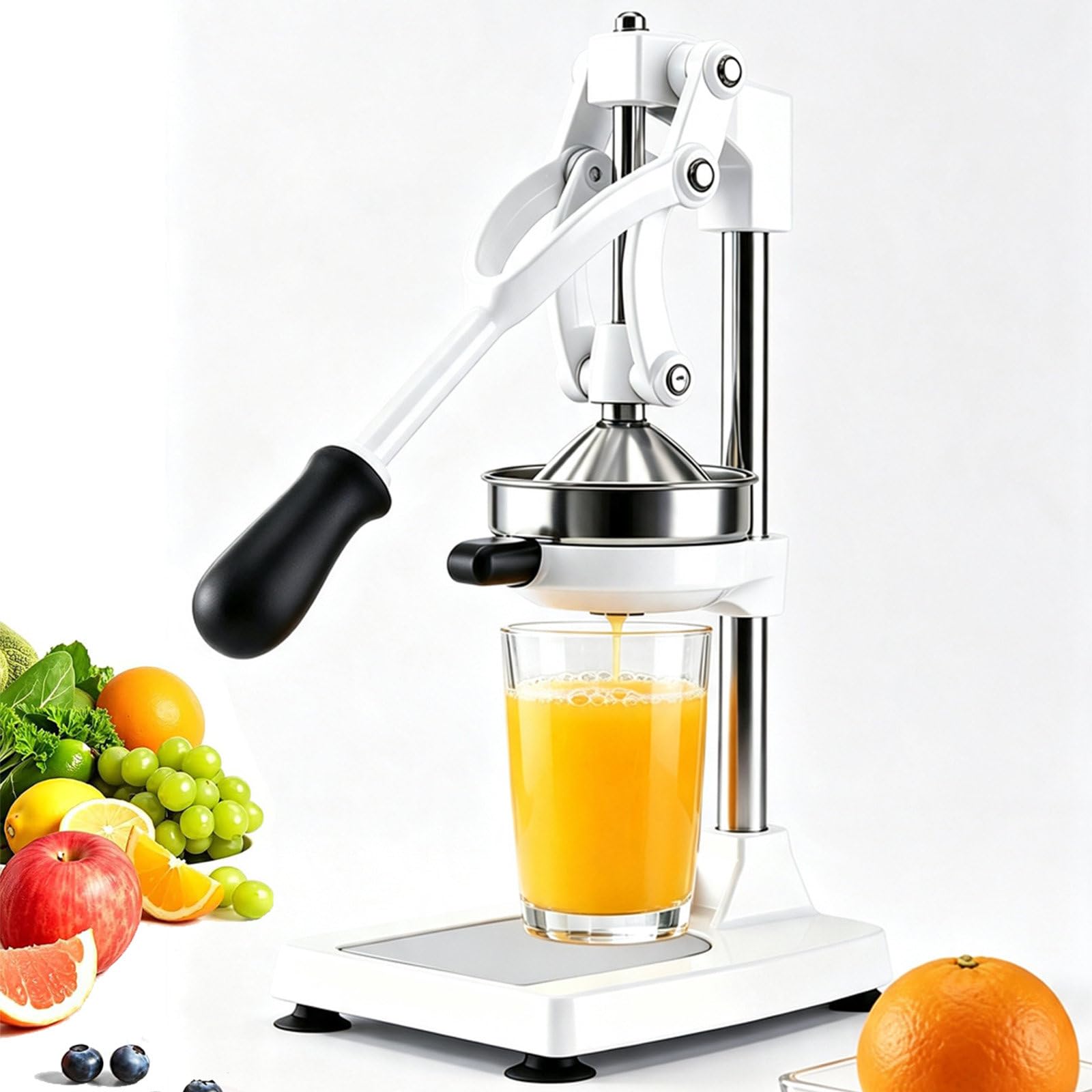 Presse-Agrumes Manuel en Acier Inoxydable 304, Presse-Fruits Robuste NéCessitant Peu D'Effort, Extracteur De Jus Manuel Haute Performance pour Oranges, Citrons Et Citrons Verts