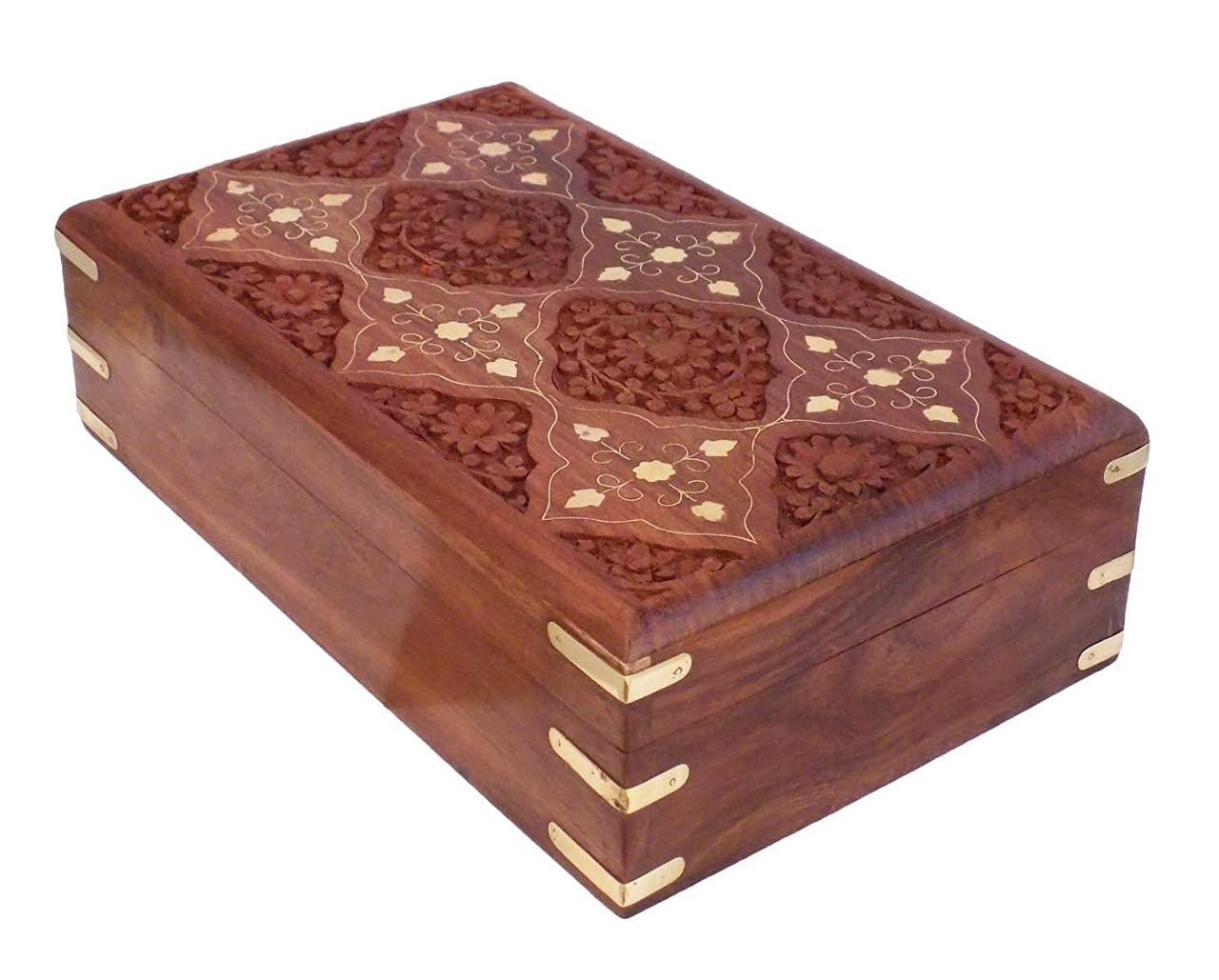 Woodiva Handmade Sheesham Rectangular Wooden Jewelry & Storage Decorative Box (Brown, 10 X 6 X 2.5 Inches)-image-48
