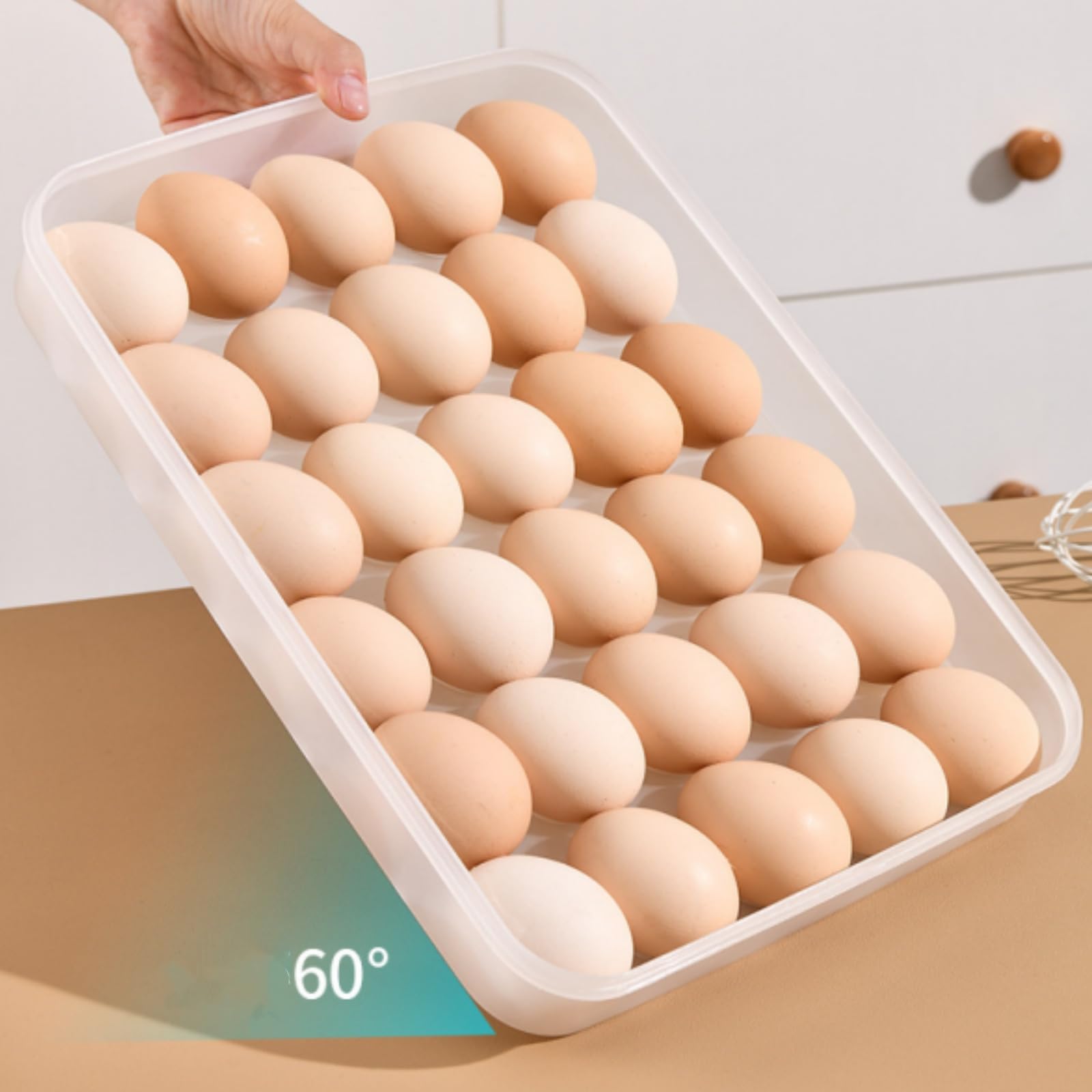 Paquete de 3 recipientes para huevos con tapa, bandeja portadora de huevos Deviled de plástico con 90 ranuras, soporte apilable para huevos de almacenamiento para refrigerador, bandeja de 8