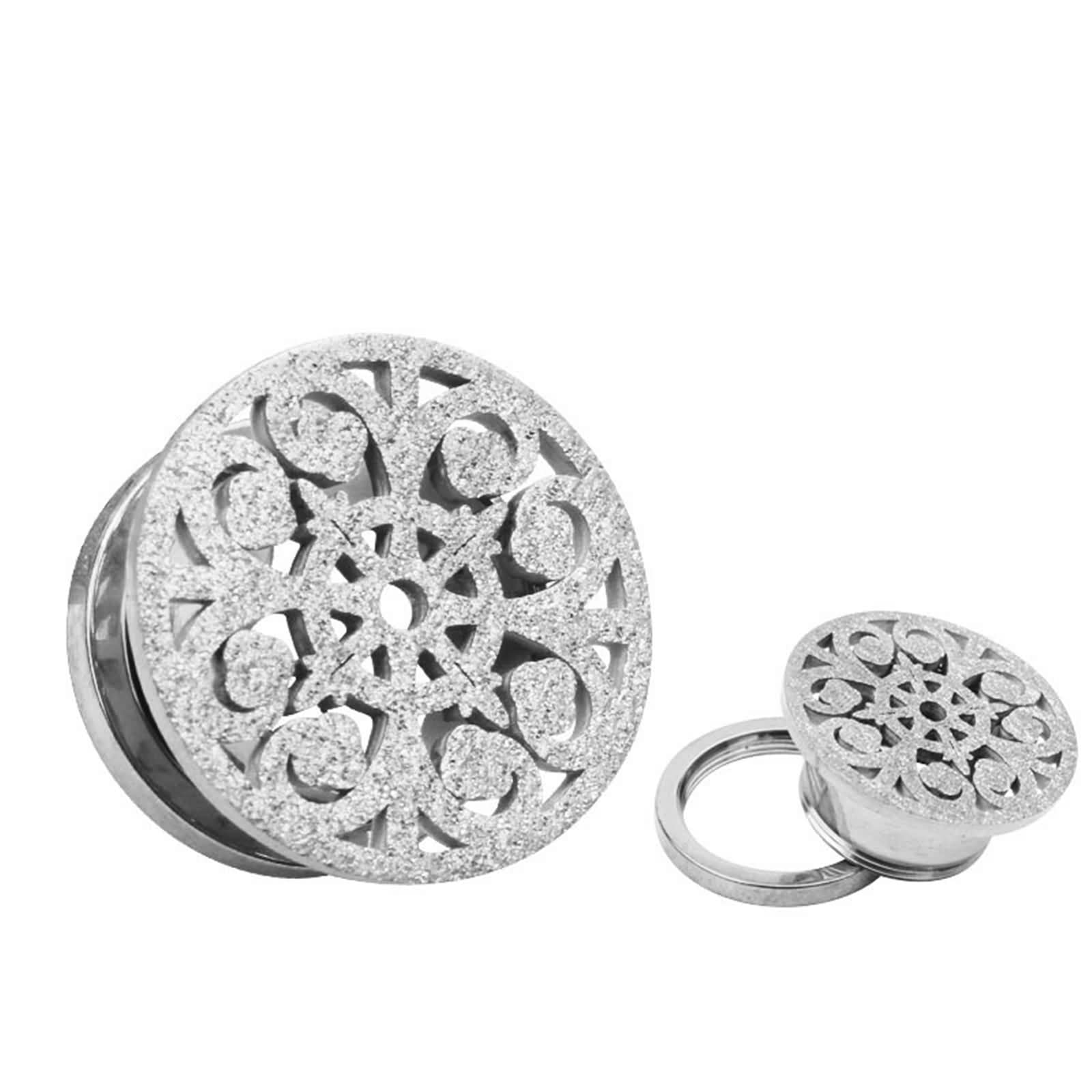 Daesar Ohr Tunnel Piercing Edelstahl, Plugs 6-16MM Blume mit Schraubverschluss Tunnel Ohrringe Ohr Expander Set