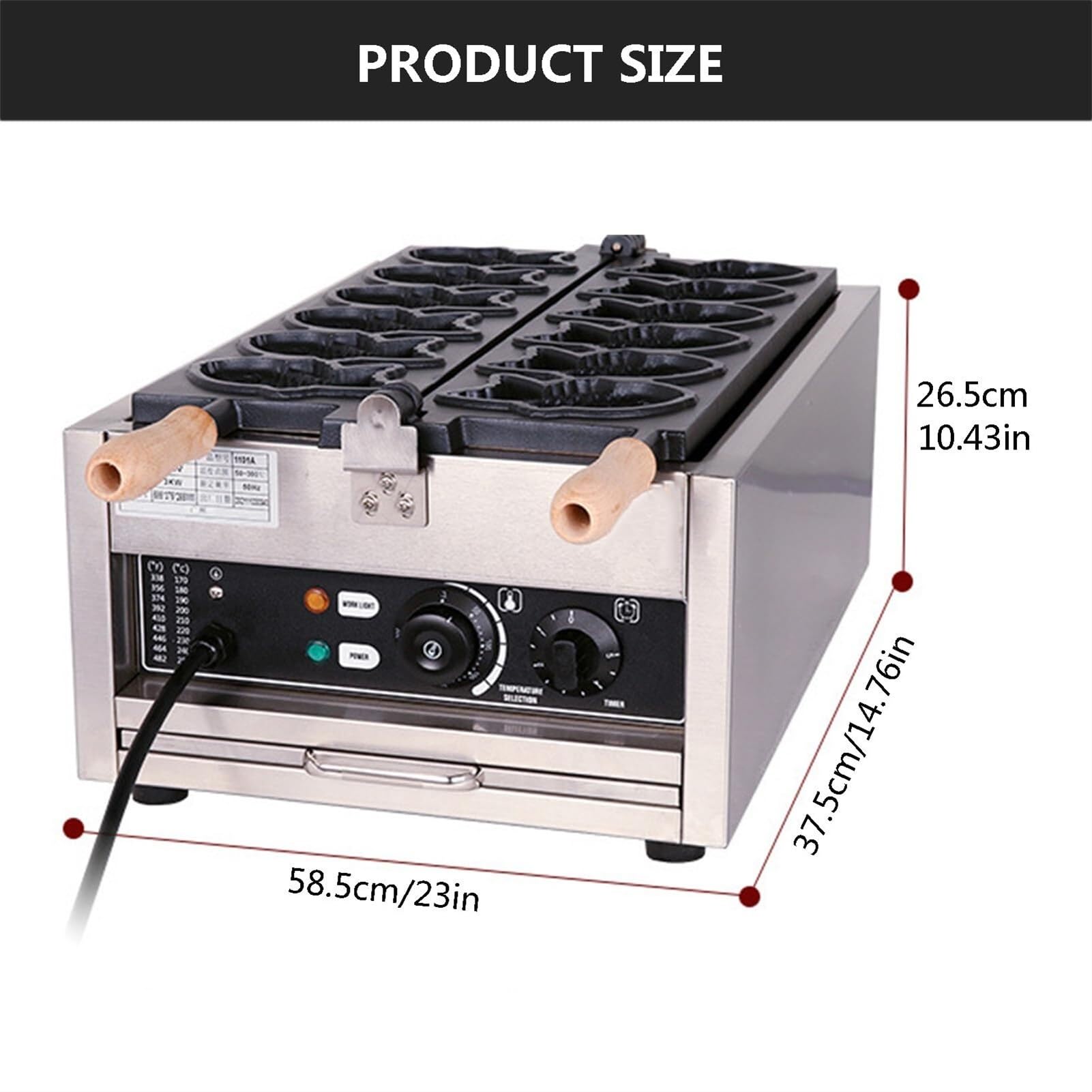Máquina Comercial para Hacer gofres Taiyaki, 3KW 6 Piezas, máquina Antiadherente para Hacer gofres japoneses Tipo pez con Control de Tiempo y Temperatura, máquina eléctrica para ho,