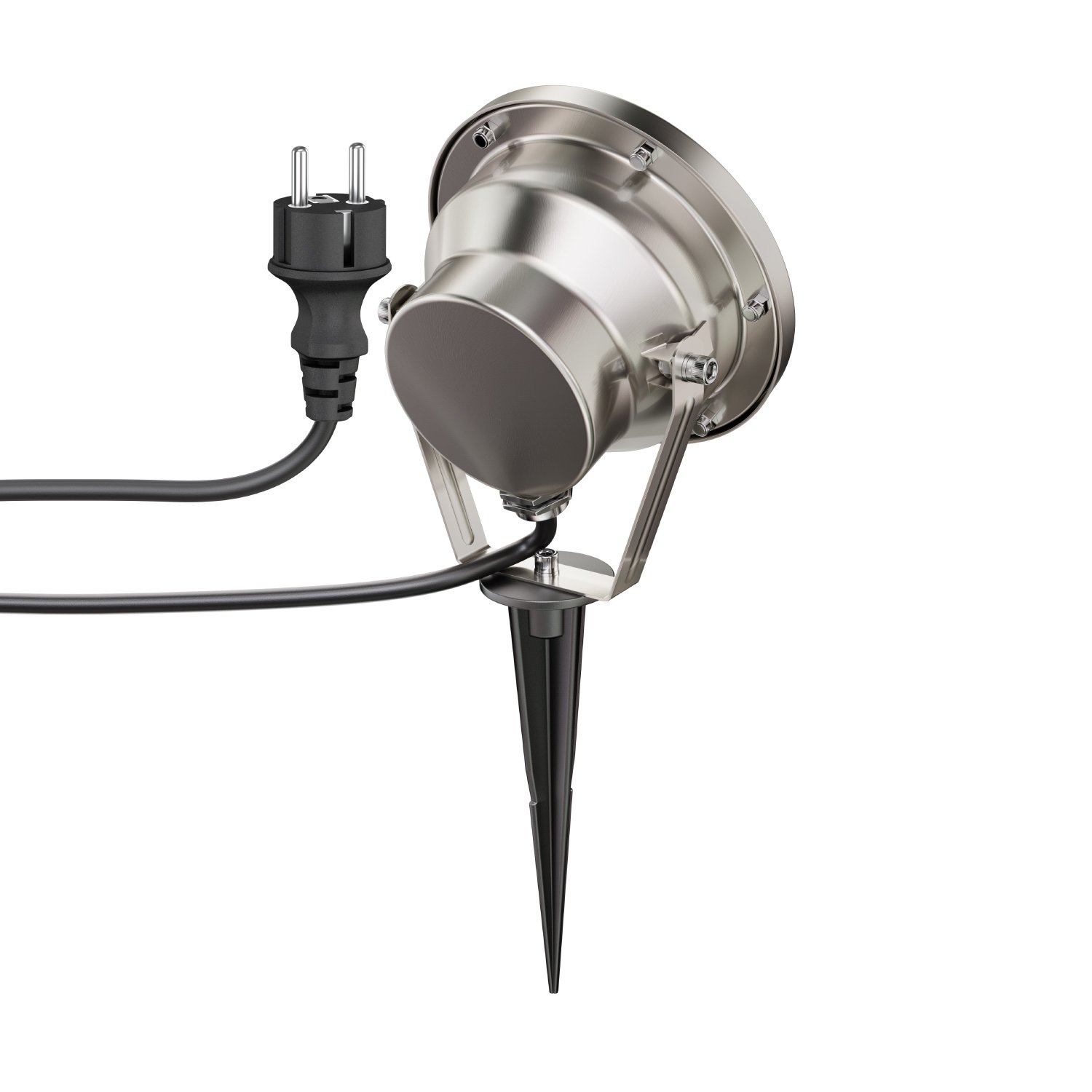 ledscom.de Faretto da giardino a LED BULA con picchetto a terra per uso esterno, acciaio inox, incl. lampada GX53 10.063W 1038lm 120° bianco caldo