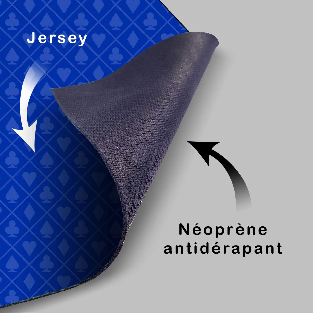 Tapis De Jeu Belote Bleu 60x40 Cm – Fabrication Française – Anti-dérapant – Housse Incluse