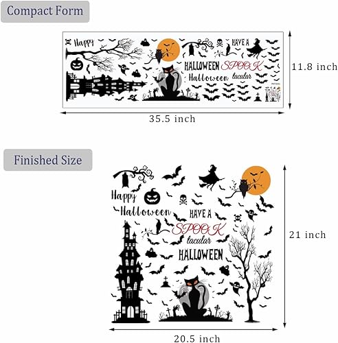Miniatura 7 de Calcomanías de pared de Halloween, decoración de pared de murciélagos, castillo antiguo, decoración de pared de Halloween para ventana, hogar,