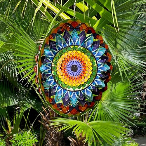 Image of The Artment Celestial Harmony Multicolor 12inch StainlessSteel Vibrant 3D Sculpture for Indoor and Outdoor Use Wind Spinner (Model - 5)