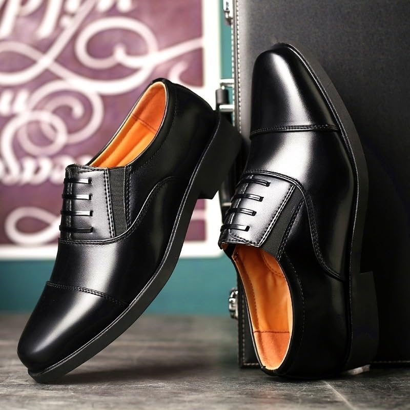 Oxford Shoes for Men's Italian Leather Plain Toe Rubber Sole Slip Prom Wedding Fashion Lace Up Wedding2