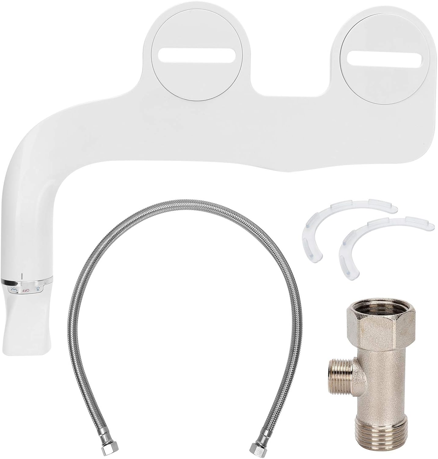Bidet Attachment for Toilet, G1/2 Double Nozzle Bidet Seat Attachment Water Spray Non Electric Fresh Sprayer Sanitary Rear Feminine Wash with Adjustable Water Pressure