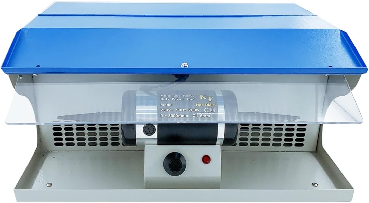 Gem Faceting Machine, DM-5 Polishing Buffing Machine,200W Mini Polishing Grinding Motor with Dust Collector Bench Jewelry Polisher Power Tool