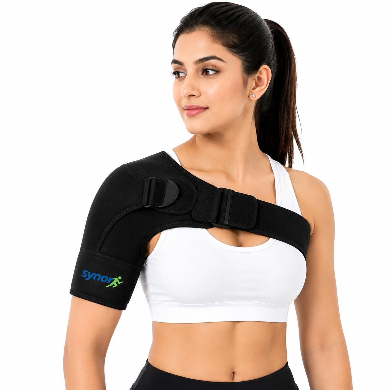 shoulder support belt for women, size l | adjustable compression shoulder brace, badminton, tennis, outdoor activities