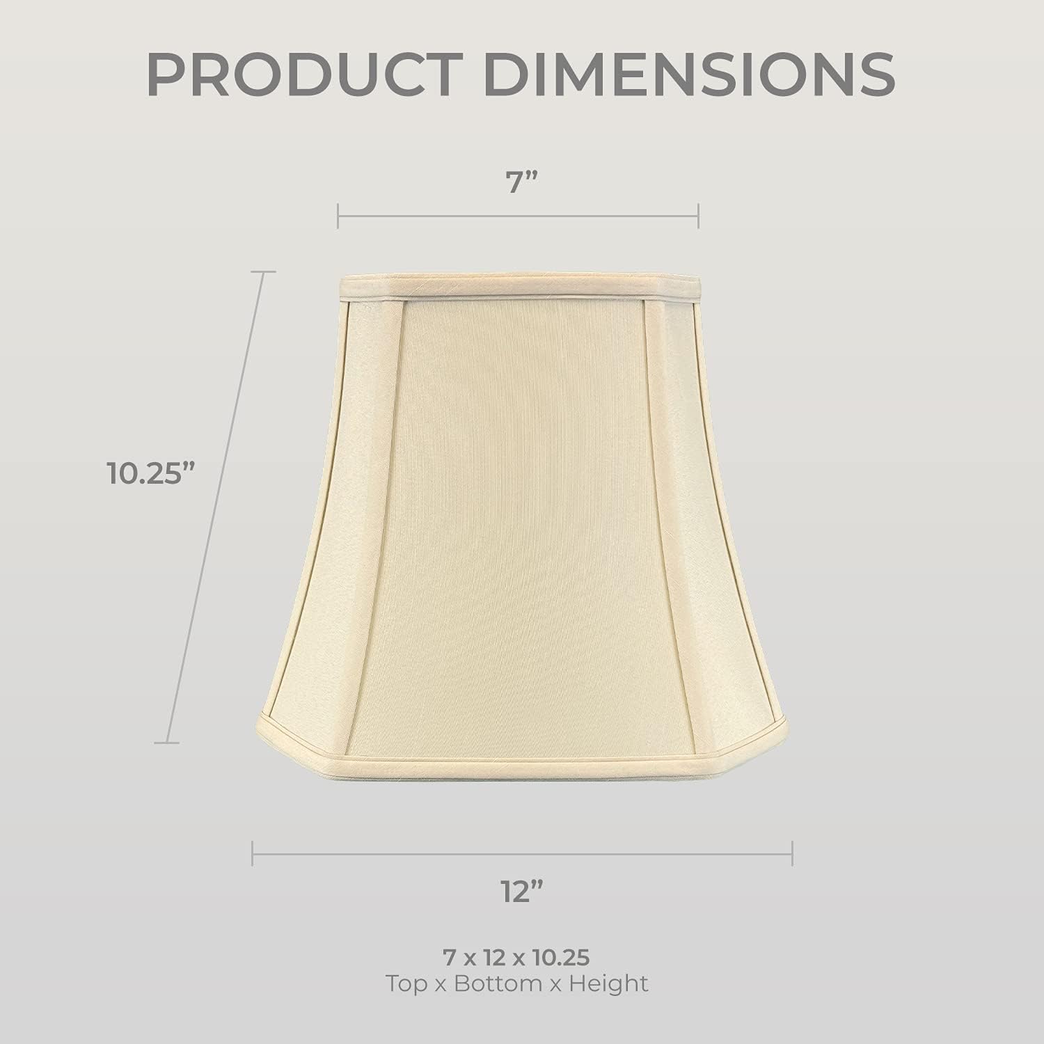 Royal Designs, Inc. BSO-705-12BG Square Cut Corner Bell Basic Lamp Shade, 7.5 x 12 x 10.25, Beige