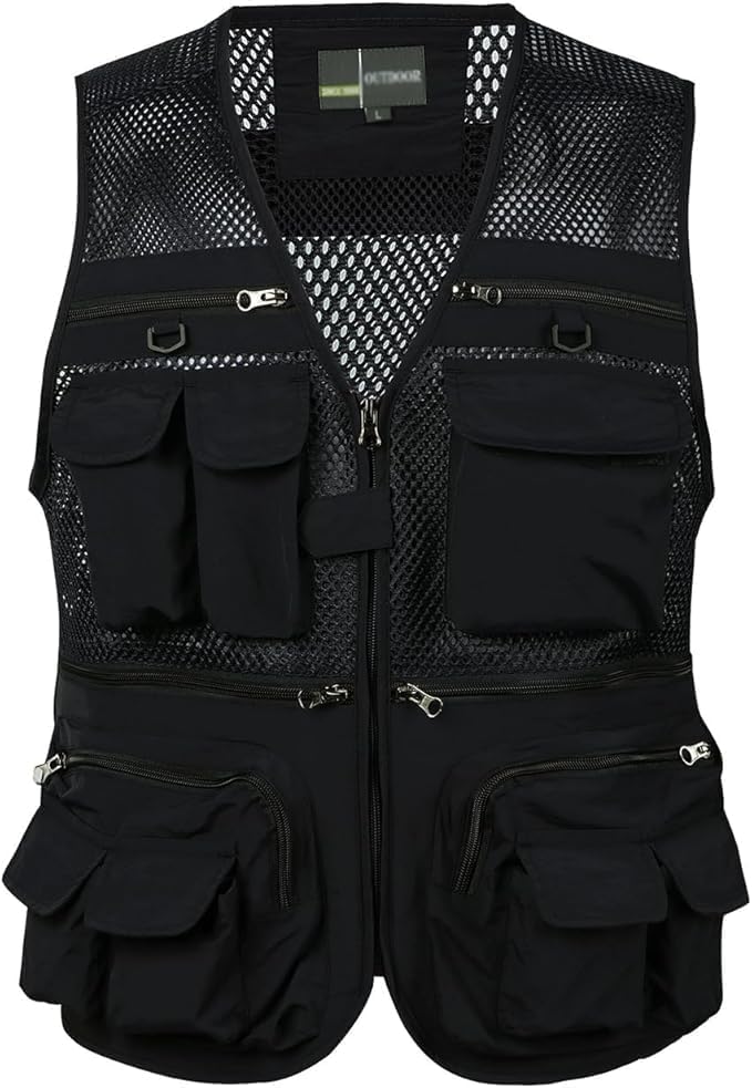 Mens Fishing Hunting Vest Outdoor Travel Utility Tactical Vest Work ...