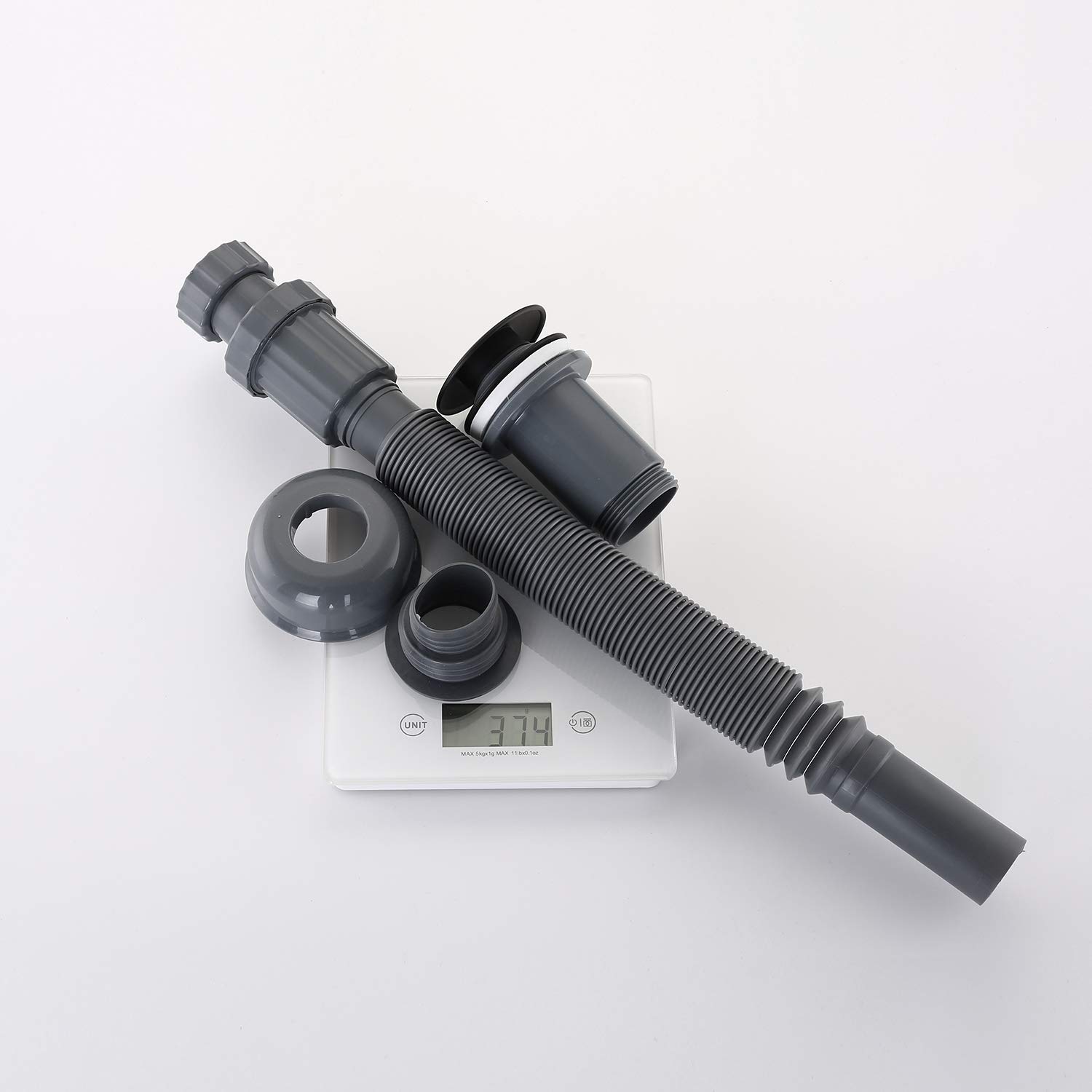 Lenz Design-Siphon JURI Für Alle Gängigen Waschbecken – Typ 1 1/4" – Rohrlängen Extralang Und Anpassbar – Mit Reinigungsöffnung & Geruchsverschluss – Anti-Fingerabdruck Oberfläche – Graphit – 46090031