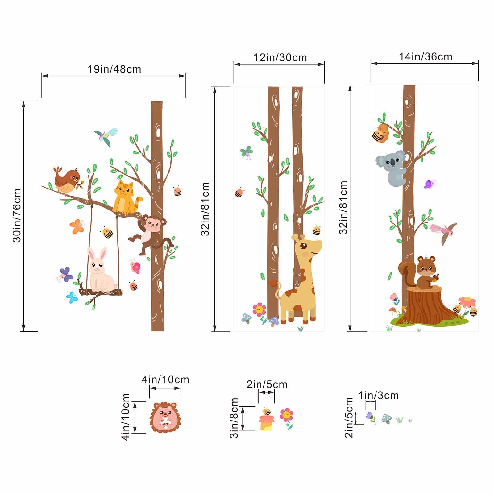 PinkEleph Woodland Animals Wall Stickers, Giraffe Monkey Koala Squirrel Rabbit Baby Nursery Wall Decals - Image 4