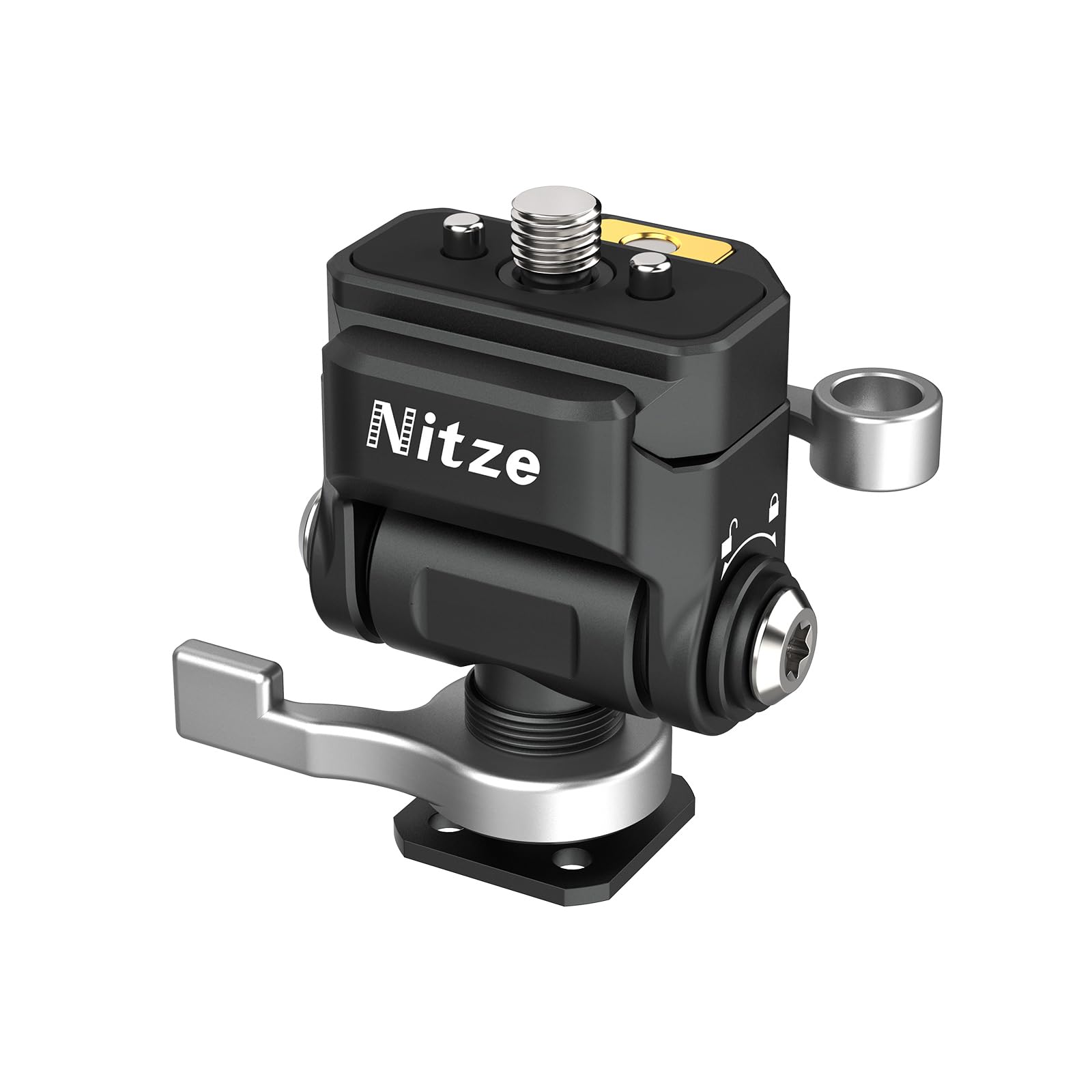 Nitze Quick Release Camera Monitor Mount (NATO Rail with 1/4” Screw and Retractable Pins to Cold Shoe), Field Monitor Mount with Adjustable NATO Clamp