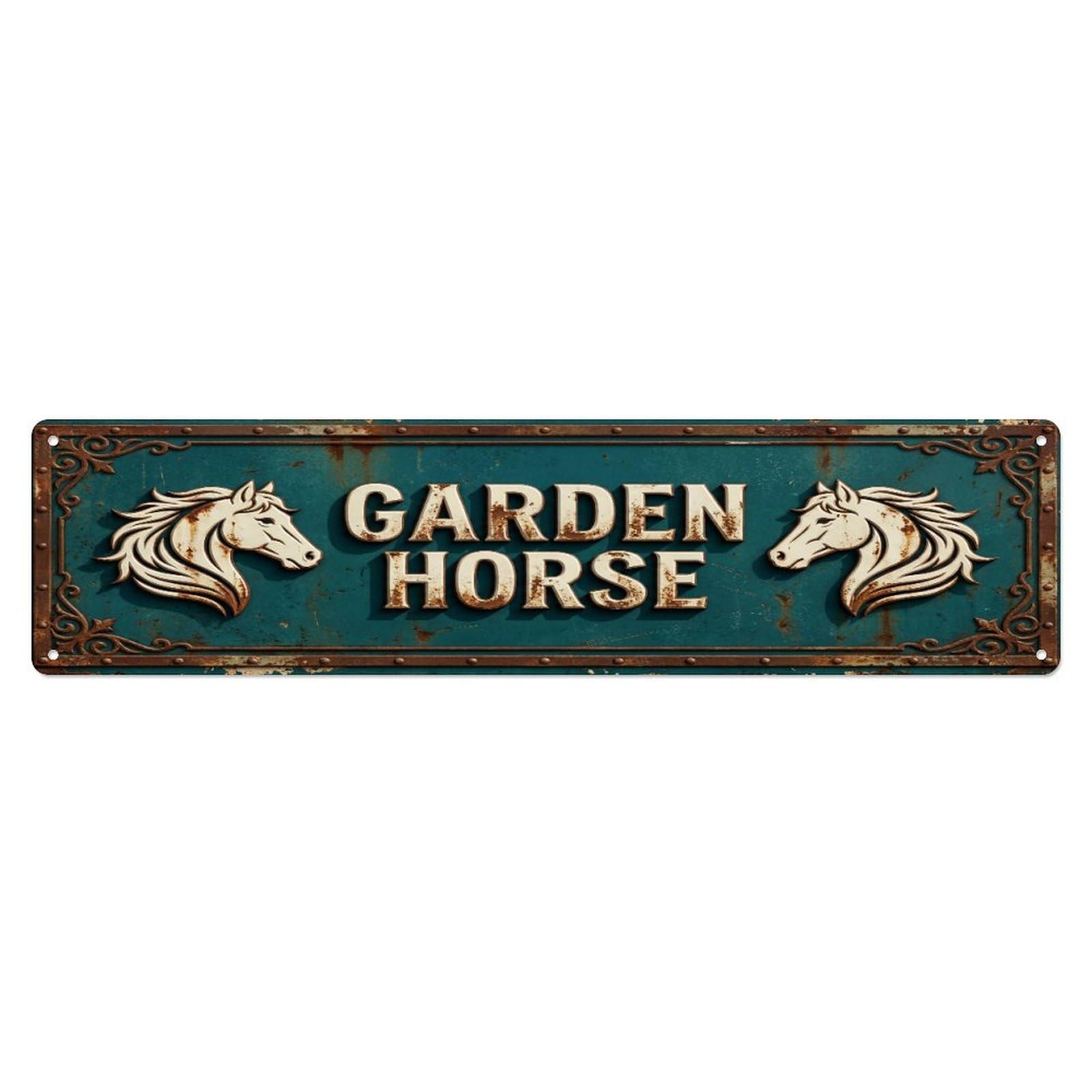 Metal Tin Sign GARDEN HORSE Vintage Animal Rustic Farmhouse