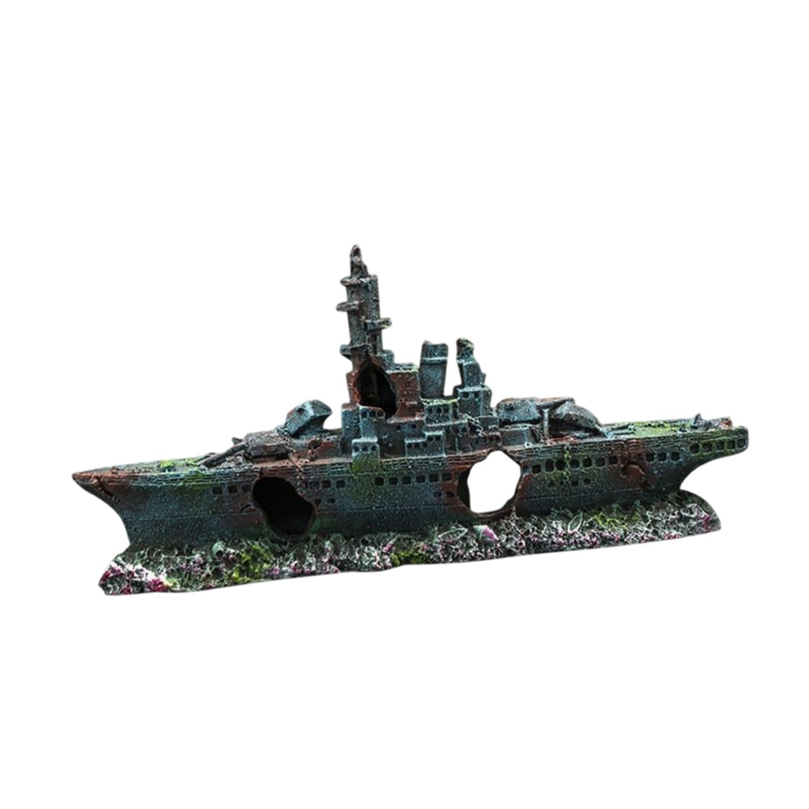Baoblaze Aquarium Decoration Ship Hiding Cave Resin Craft Statue Fish Tank Decoration for Shelf Micro Landscape Table Bookshelf Gift