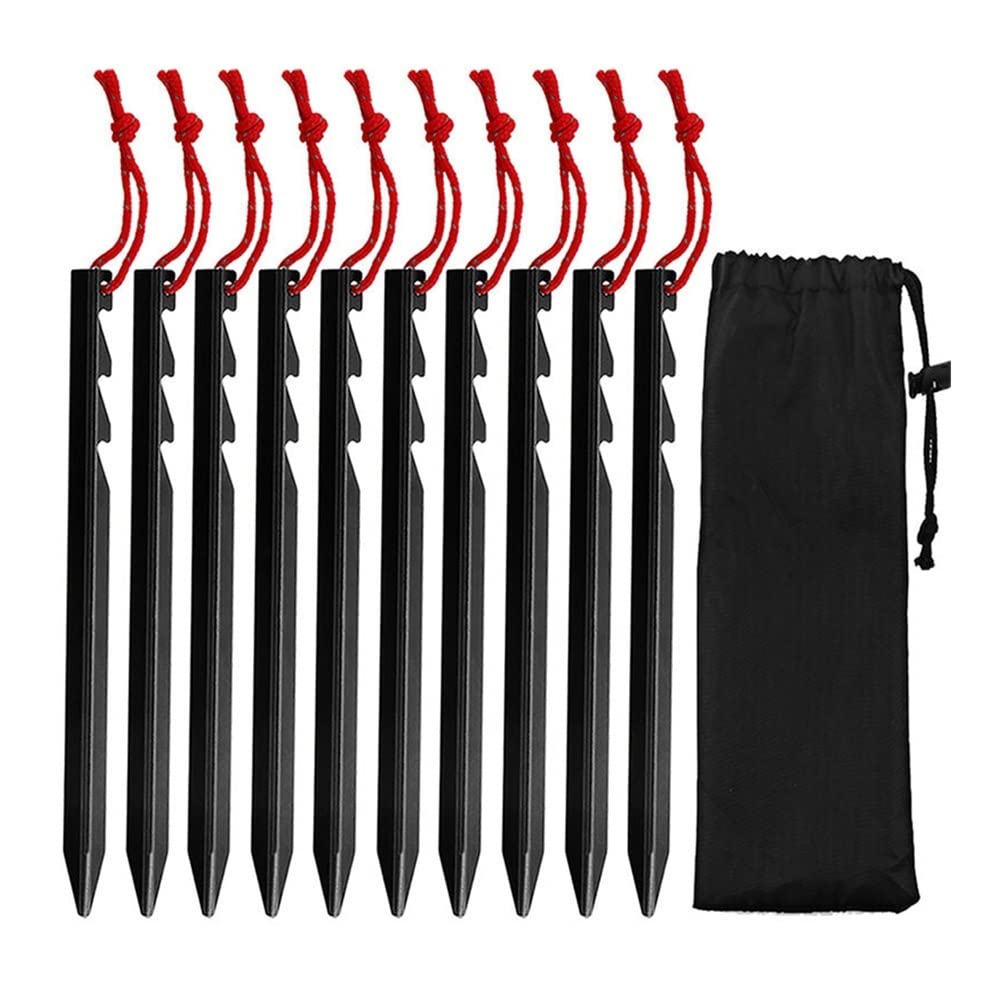 Campingheringe, 10 Stück, ultraleichte, strapazierfähige Aluminiumlegierung, Zeltheringe, Nägel, Titan, Zeltheringe, leichte Outdoor-Heringe, Outdoor-Reisezelt-Zubehör