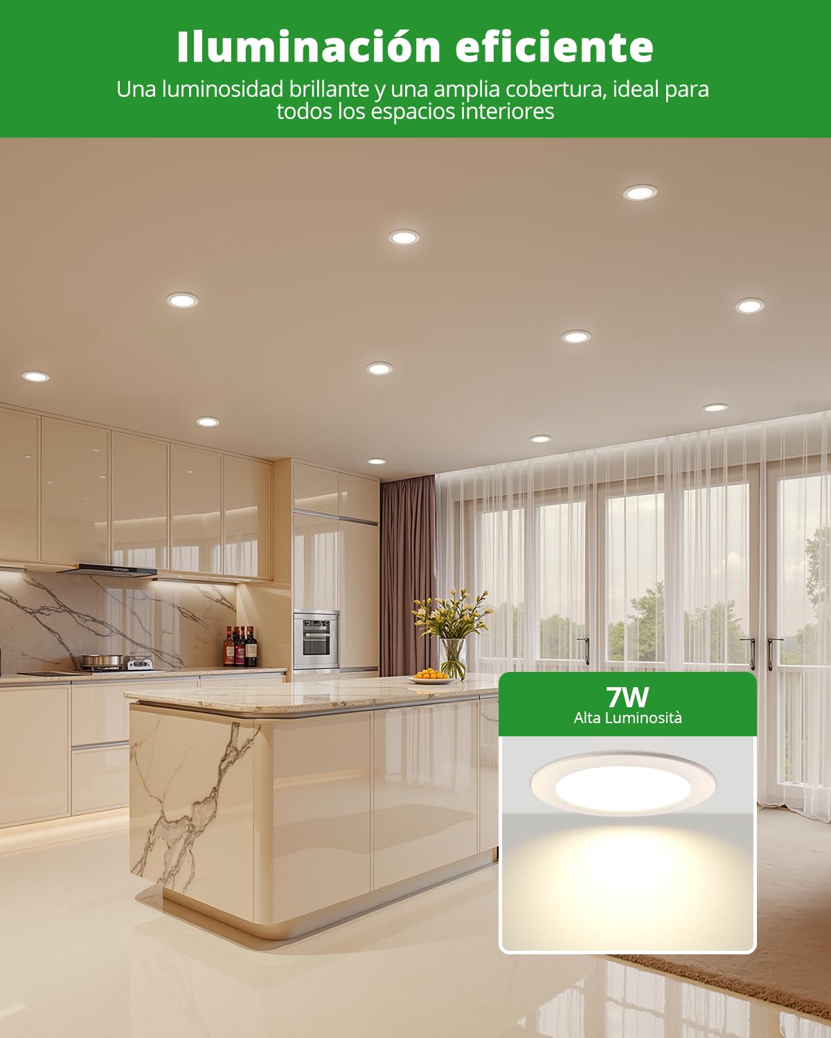 HOMEOW 12 Pack Downlight LED Techo Empotrable 7W, 230V IP44 Focos Interior Techo Empotrable, 4000K Blanco Neutro Ojos de Buey LED para Baño/Cocina, Diámetro 118mm, Φ95-110mm