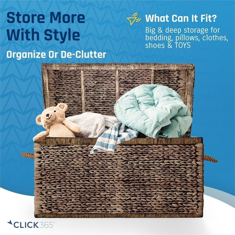 Miniatura 4 de Pemberly Row Mimbreratán Mid-Century Tronco de almacenamiento en marrón