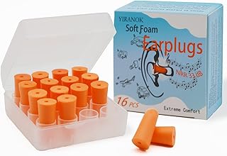 16 Pack Weichschaum-Ohrstöpsel, Weichschaum-Ohrstöpsel mit tragbarem Behälter, Gehörschutz, SNR 33dB, geeignet für Baulär...