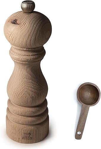 Peugeot Paris Nature - Molinillo de sal de 7 pulgadas, con cuchara de madera para especias