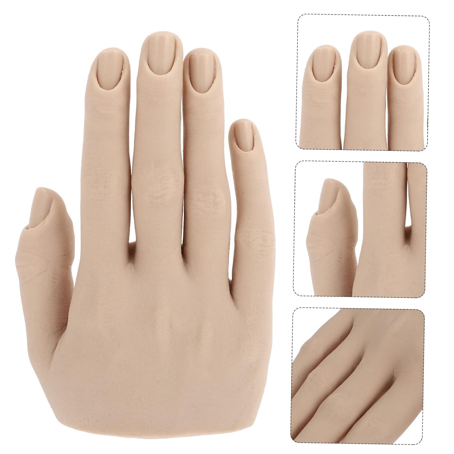 Flexible Nail Practice Hand Model for Manicure Training Realistic Silicone Mannequin Adjustable Fingers for Nail Art and Beginners