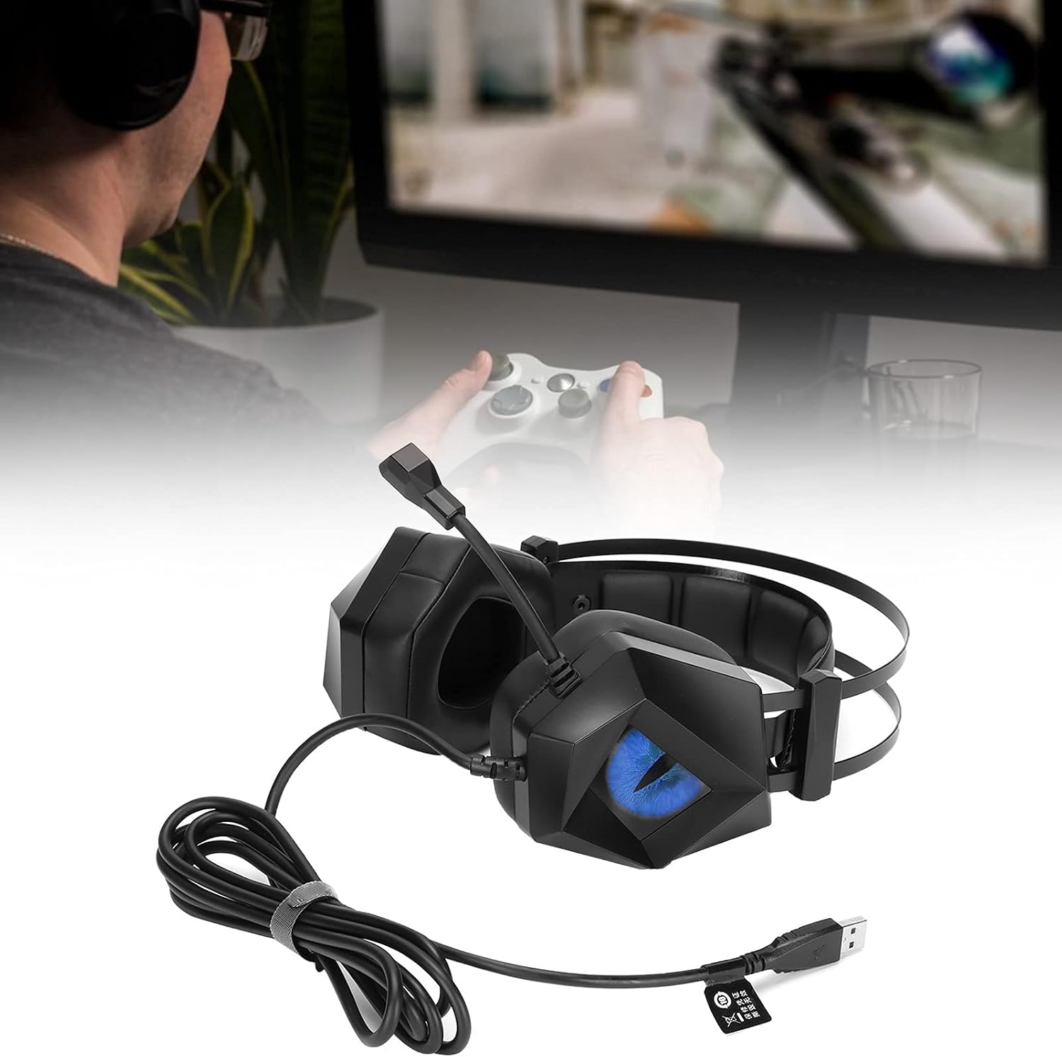 Horoper Wired Gaming Headphones Headset with Microphone, Competitive Gaming Headset Wired Over Ear Stereo Noise Reduction Headphone for Game Computer