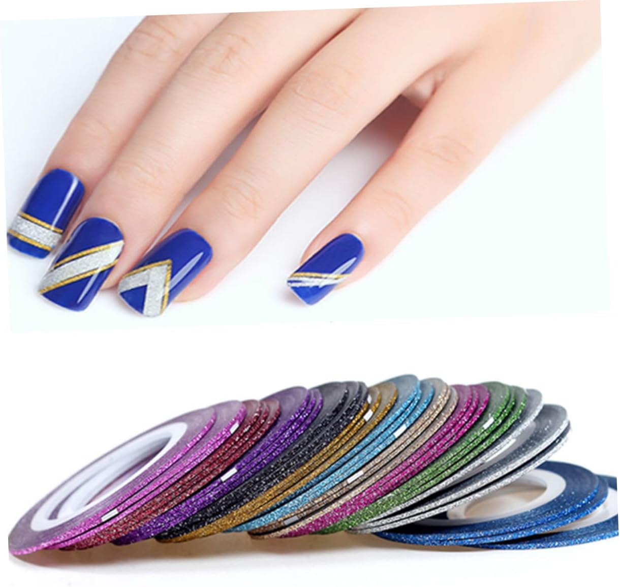 VALICLUD 3sets Self Adhesive Nail Striping Tape Glitter Narrow Nail Art Lines Random Colors for Stunning DIY and Manicure Crafting Random Color 14pcs*3