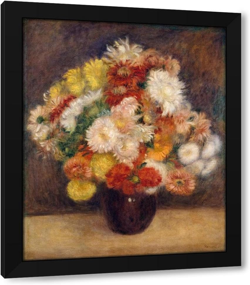 ArtDirect Pierre-Auguste Renoir 15x17 Gold Ornate Frame and Double Matted Museum Art Print Titled: Bouquet of Chrysanthemums (1881)