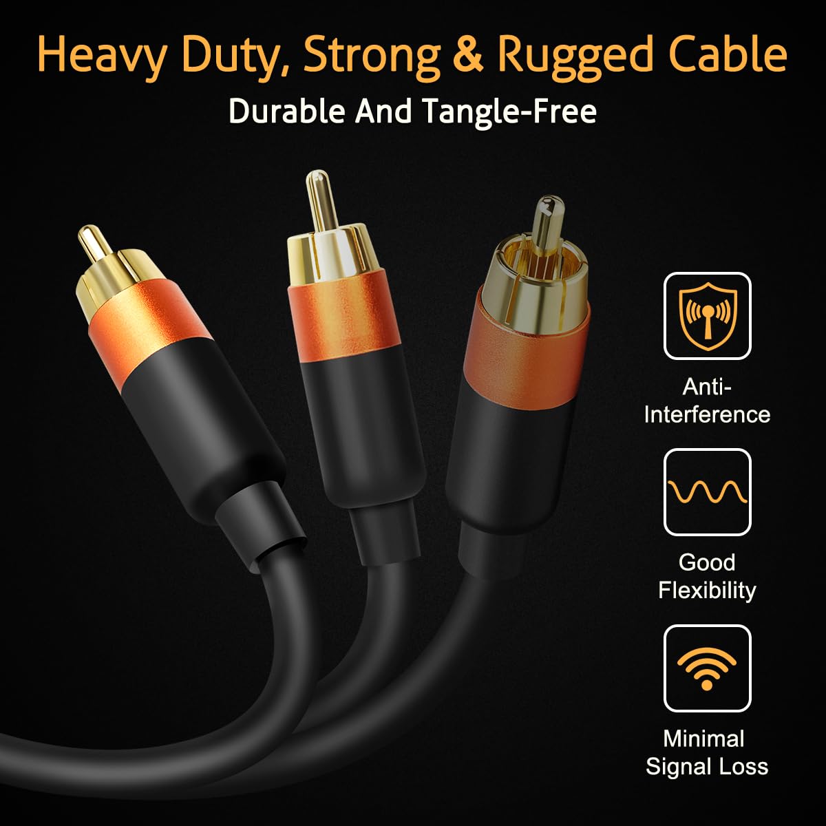 UCINNOVATE RCA Cable 4Ft / 1.2m, 2 Pack High-End RCA Cables with Male to Male 24K Gold Plated Plugs, Digital Coaxial Audio Cable for Subwoofer, Amplifier, Home Theater