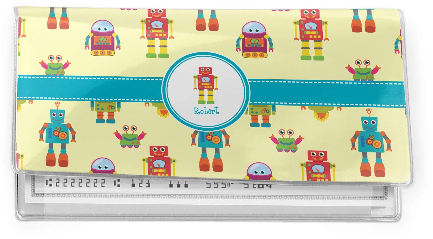 RNK Shops Personalized Robot Vinyl Checkbook Cover